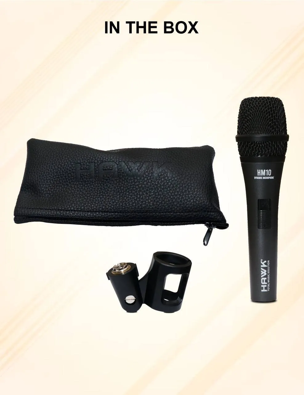 Hawk Proaudio HM 10 Handheld Dynamic Cardioid Wired Mic for Live, Recording, Speech with mic Holder and Pouch with ON/Off Switch, (Mic Cable Not Included)