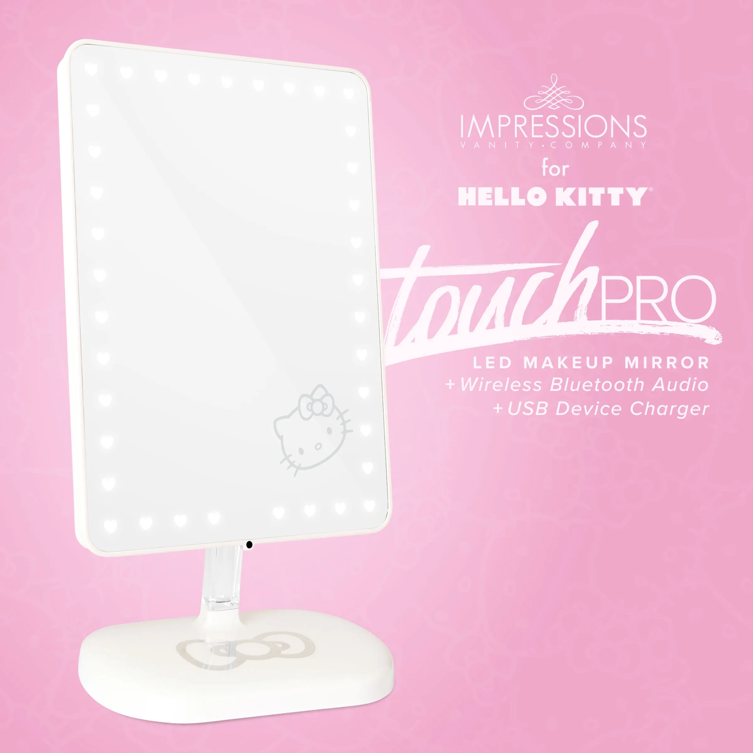 Hello Kitty Edition Touch Pro LED Makeup Mirror with Bluetooth Audio Speakerphone & USB Charger