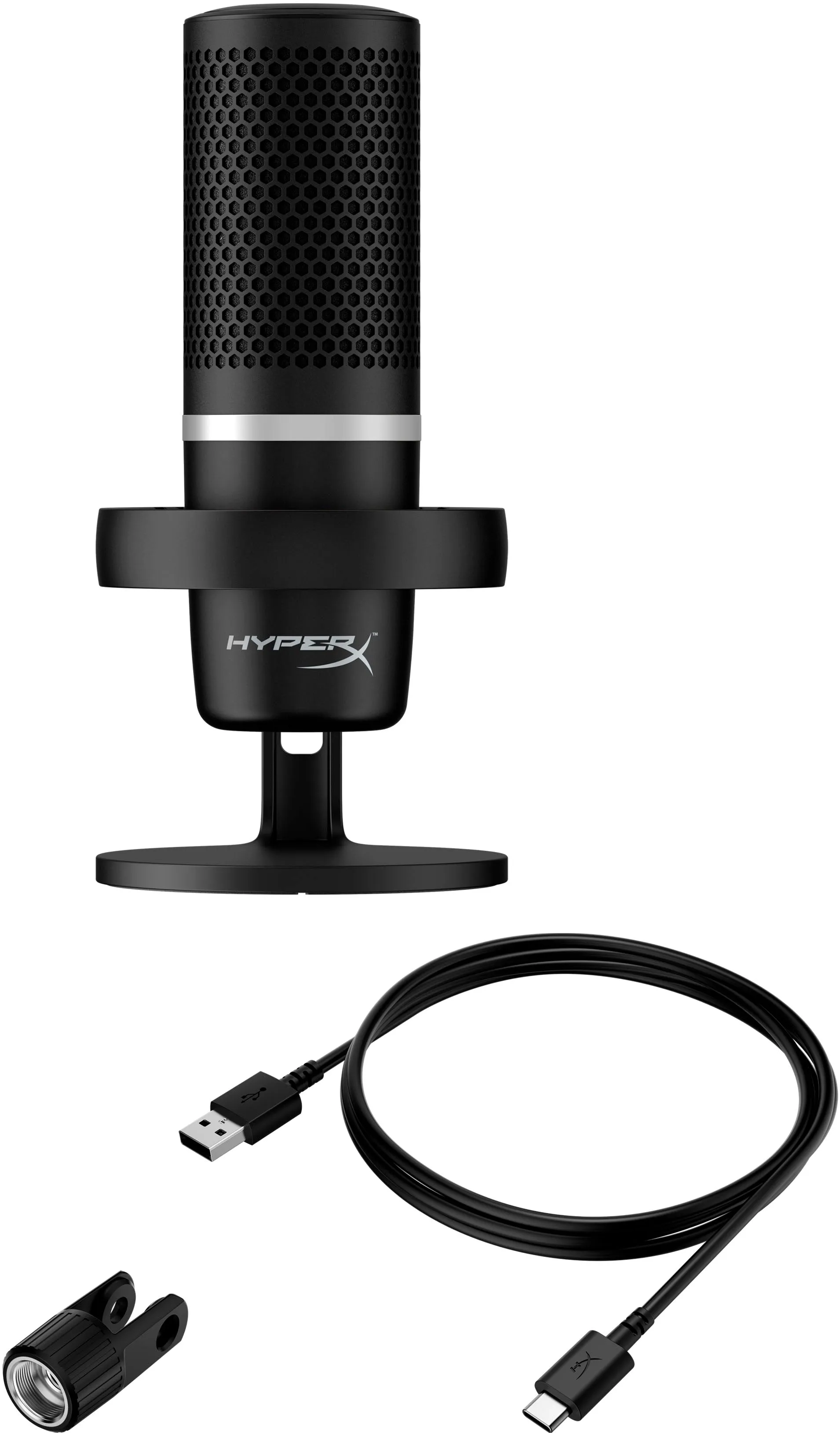 HP HyperX DuoCast USB Microphone, RGB Lighting, 3.5mm Audio, USB-C, Black - 4P5E2AA