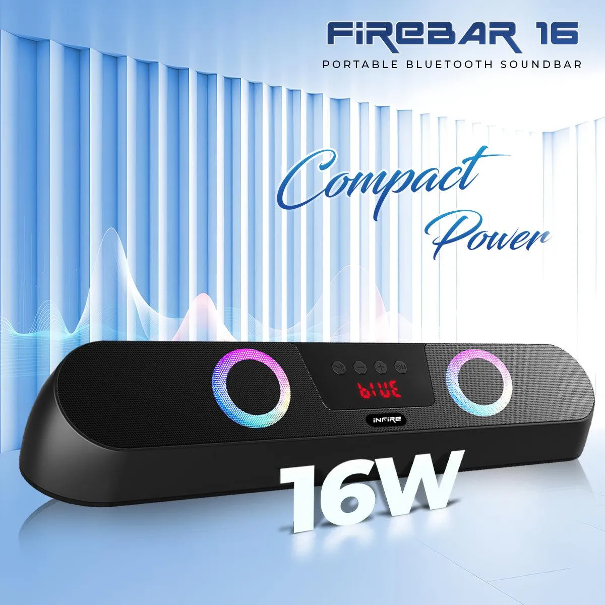 iNFiRe FireBar 16 upto 6 Hours PlayTime, Surrounding Sound With RGB Gaming Lights 16 W RGB Soundbar