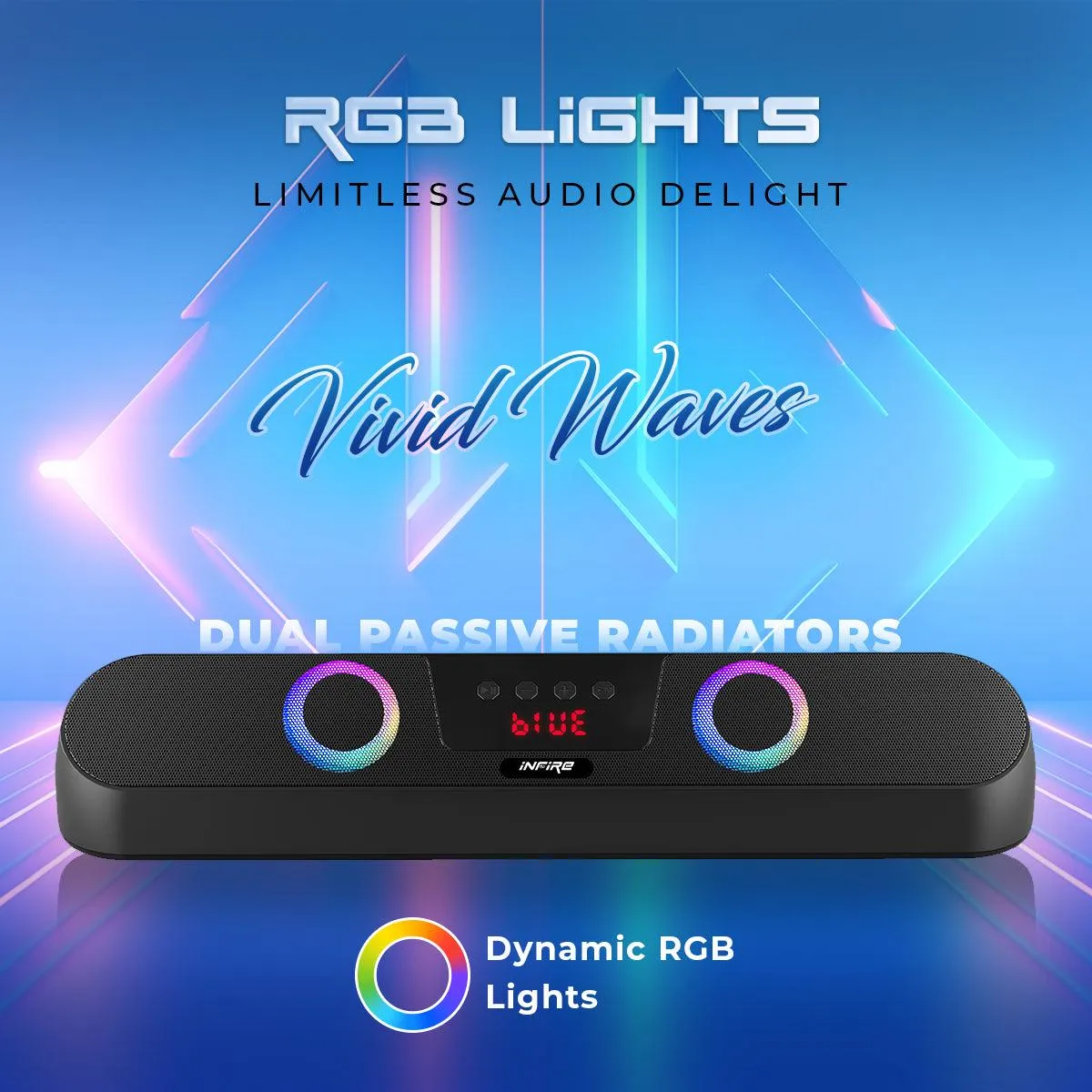 iNFiRe FireBar 16 upto 6 Hours PlayTime, Surrounding Sound With RGB Gaming Lights 16 W RGB Soundbar