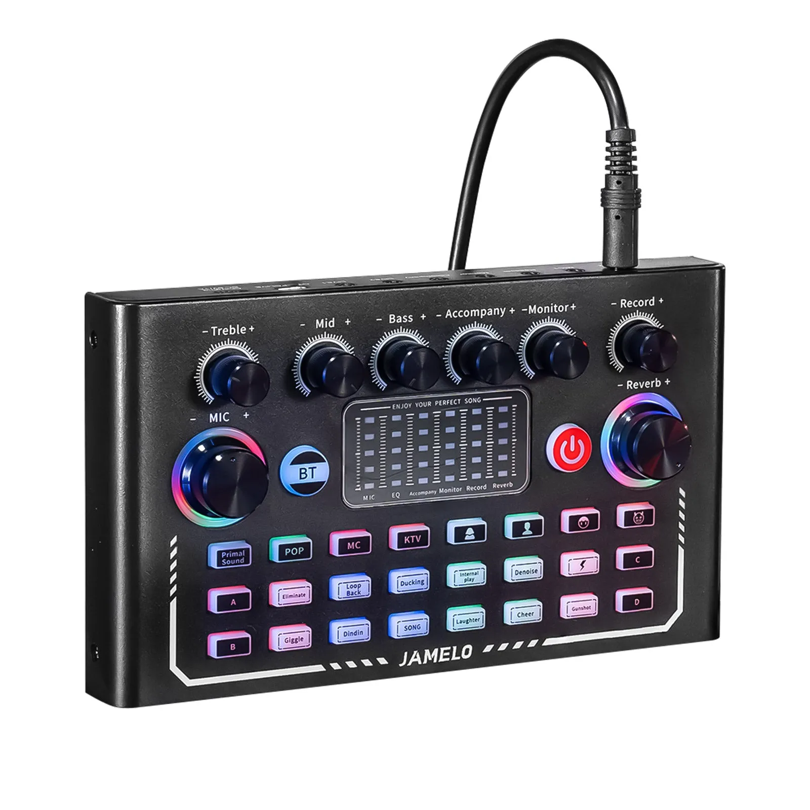 JAMELO Podcast Equipment Bundle F009 Audio Mixer Sound Card MC-88 Studio Equipment Kit