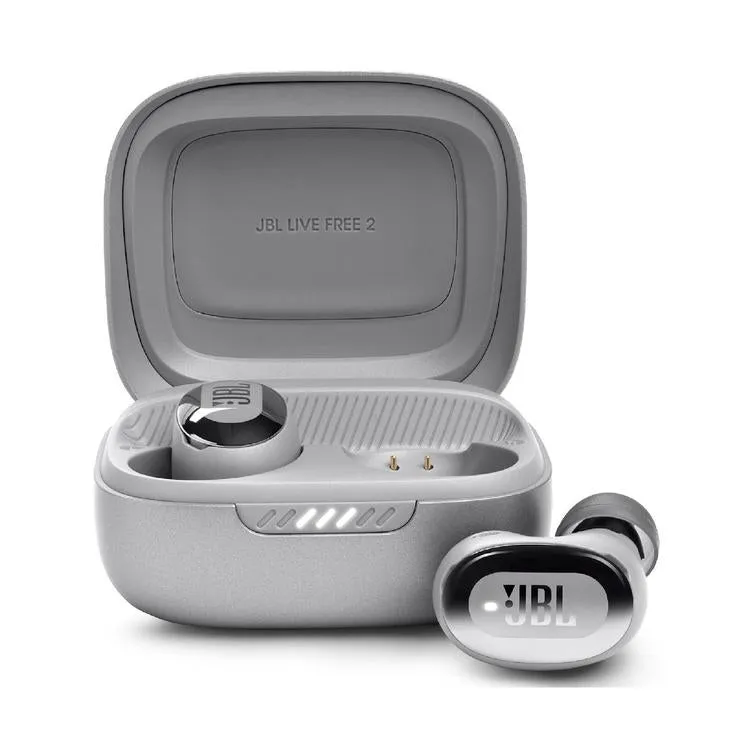 JBL Live Free 2 | Écouteurs intra-auriculaires - 100% Sans fil - Bluetooth - Smart Ambient - Microphones - Argent