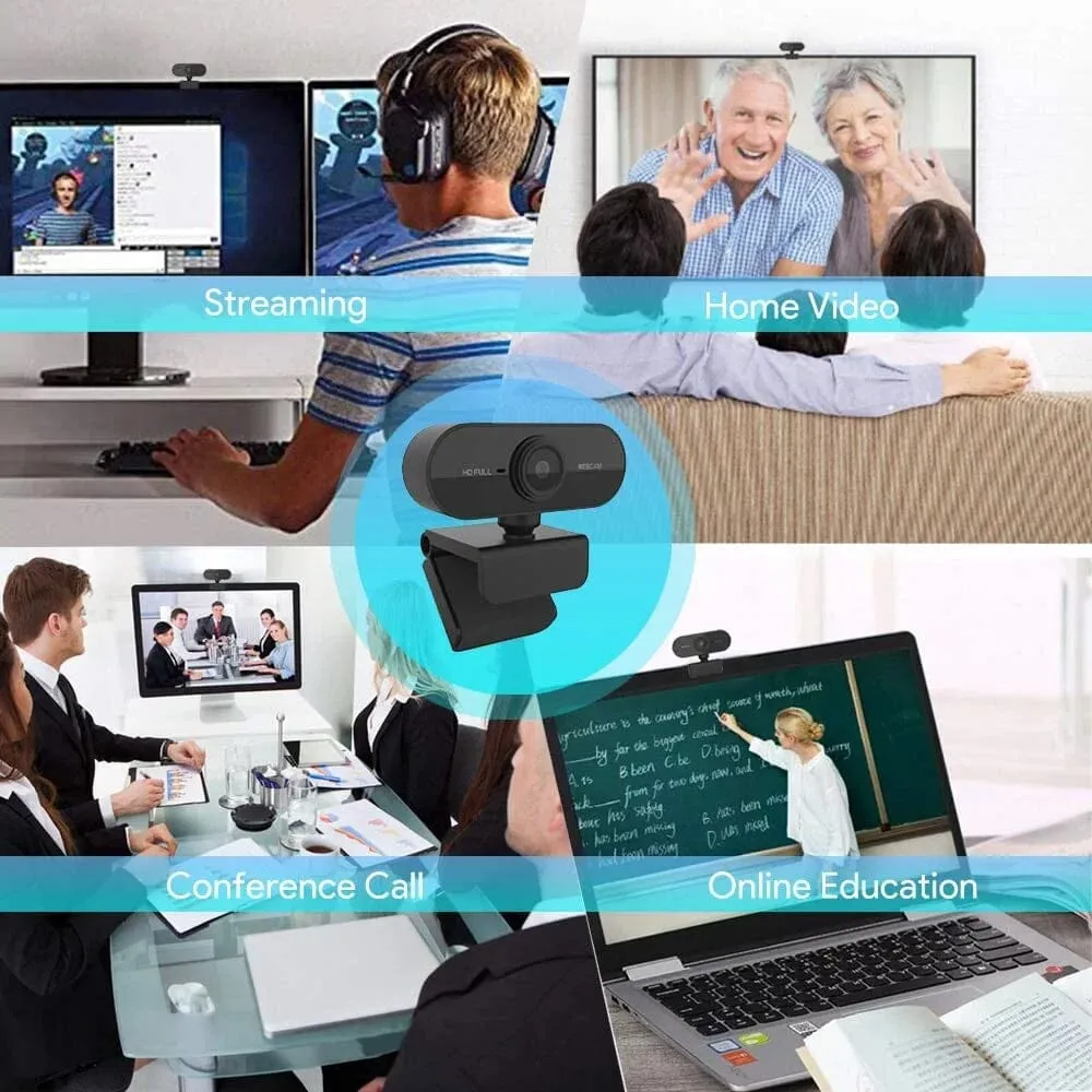 Koramzi 1080P Webcam with Microphone for Windows/Mac OS PC