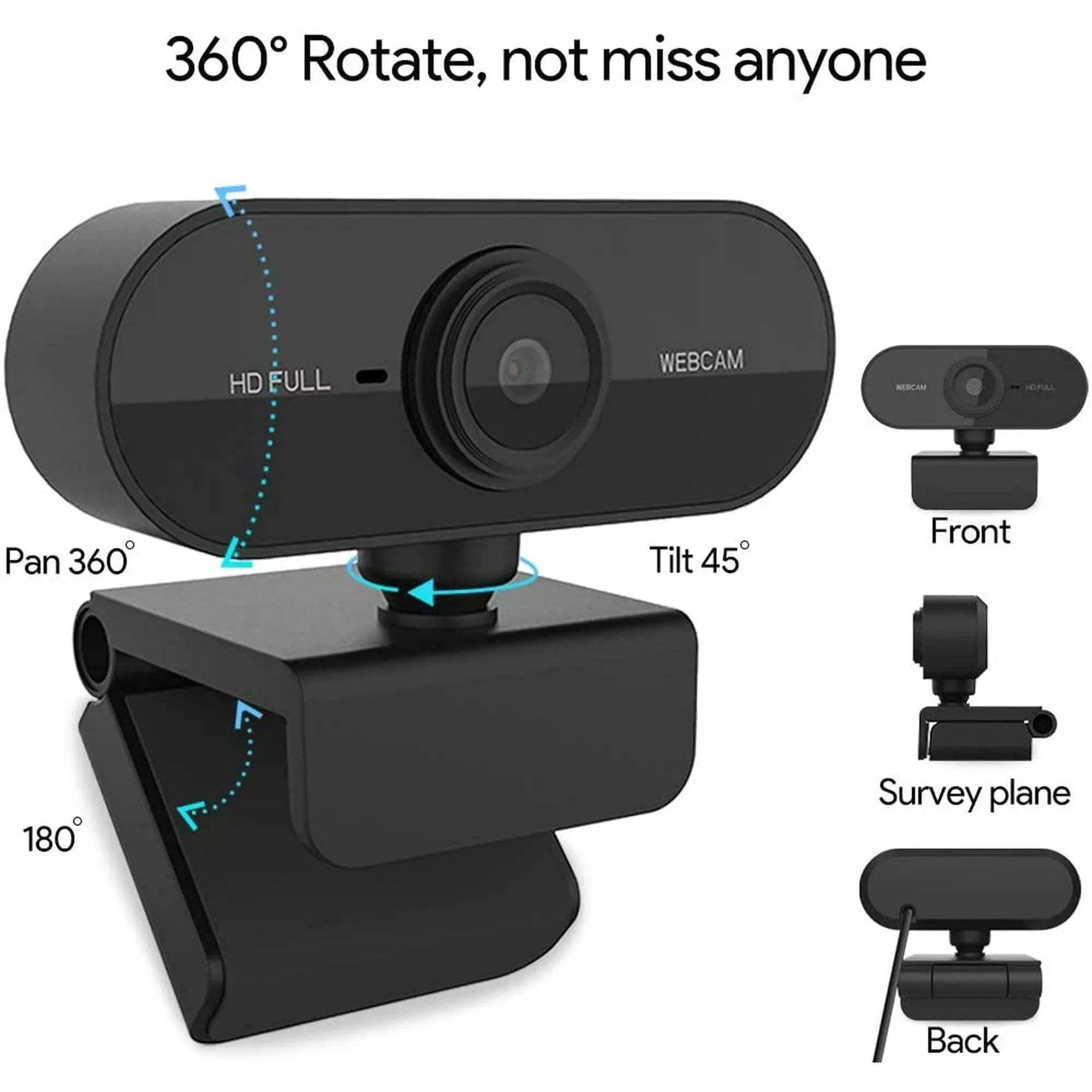 Koramzi 1080P Webcam with Microphone for Windows/Mac OS PC