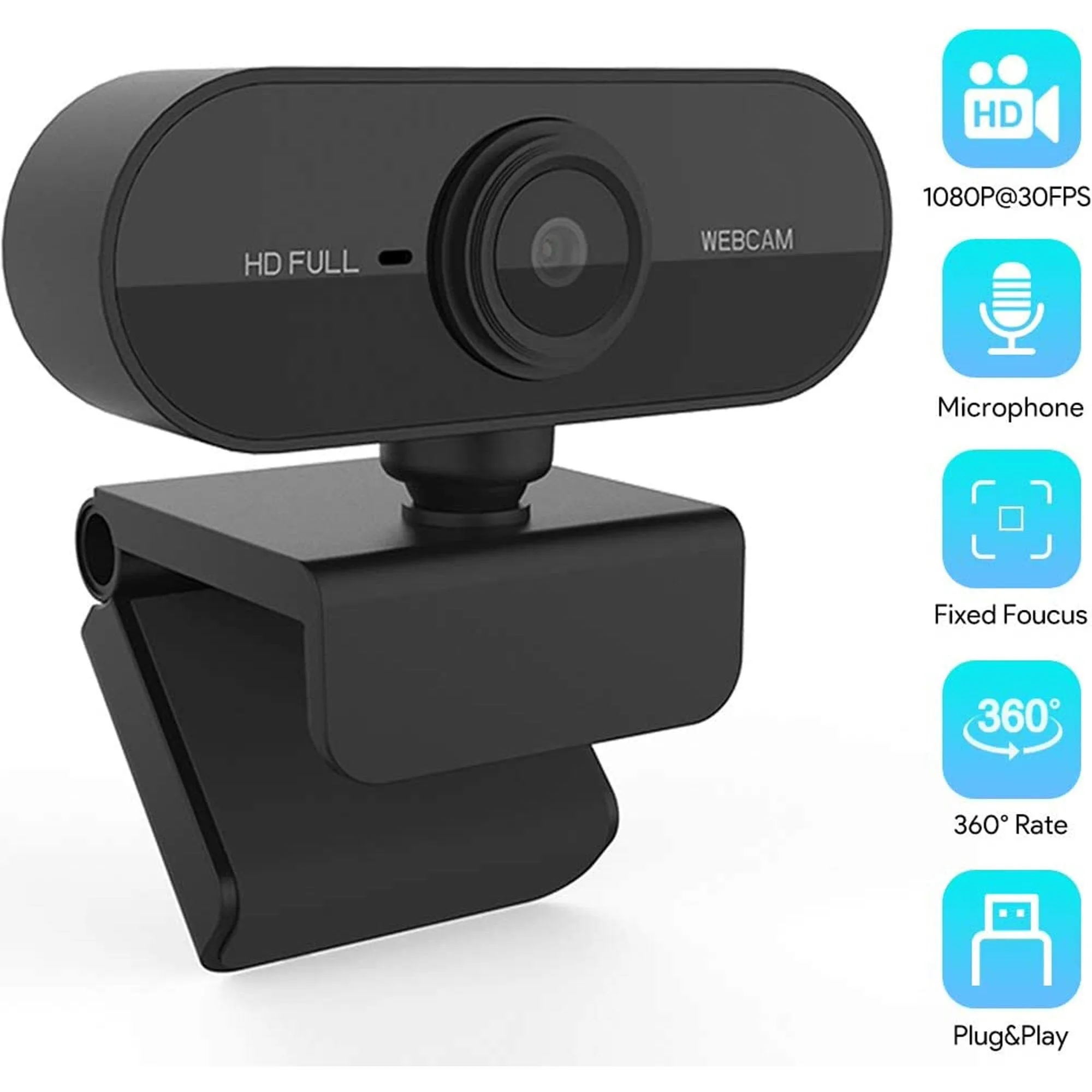 Koramzi 1080P Webcam with Microphone for Windows/Mac OS PC