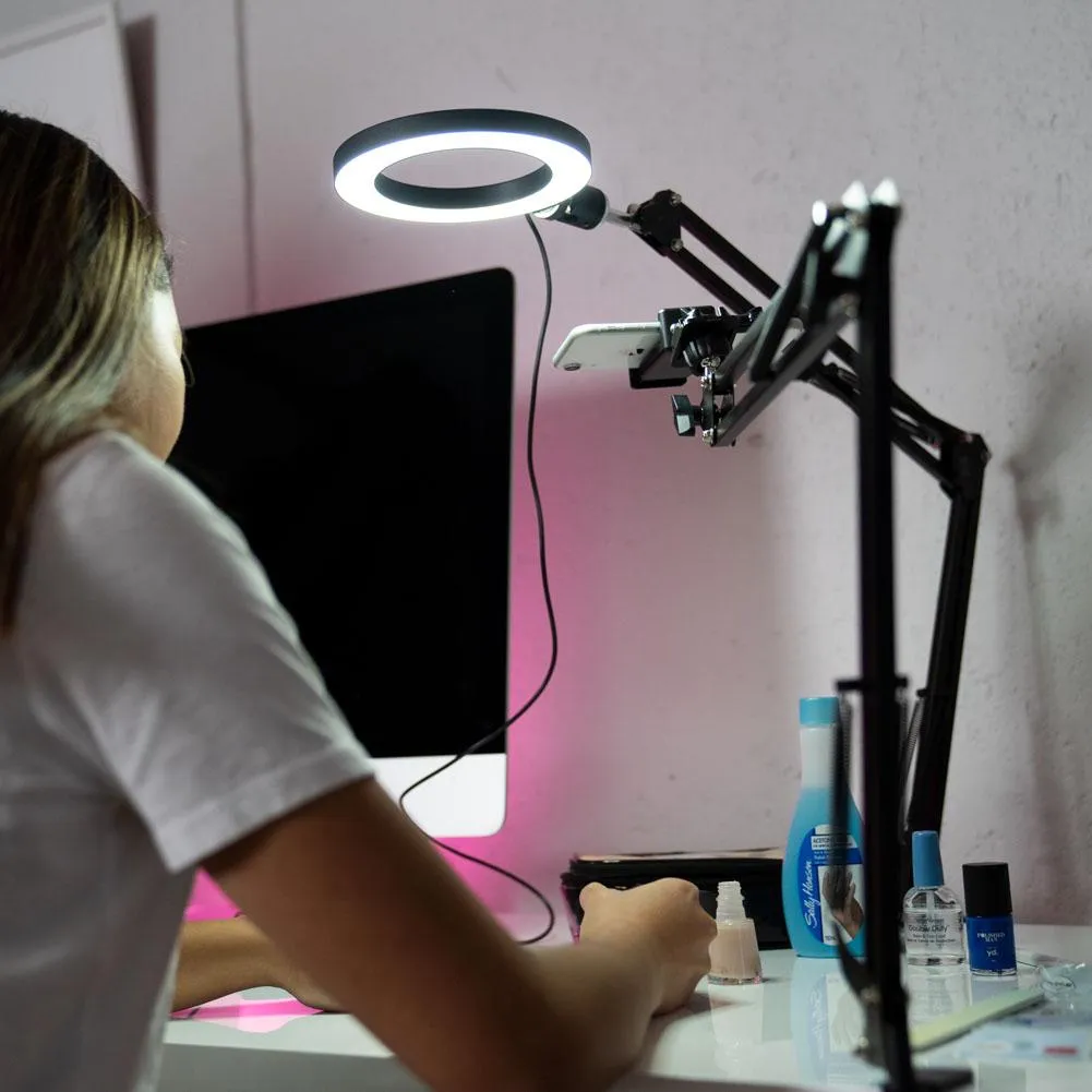LED 6" Ring Light with Smartphone Holder Tabletop Lighting Kit - 'Inner Artist Plus II'