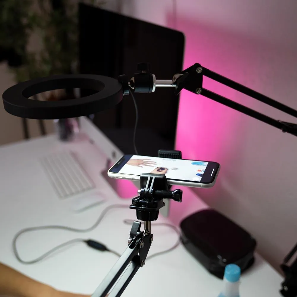 LED 6" Ring Light with Smartphone Holder Tabletop Lighting Kit - 'Inner Artist Plus II'