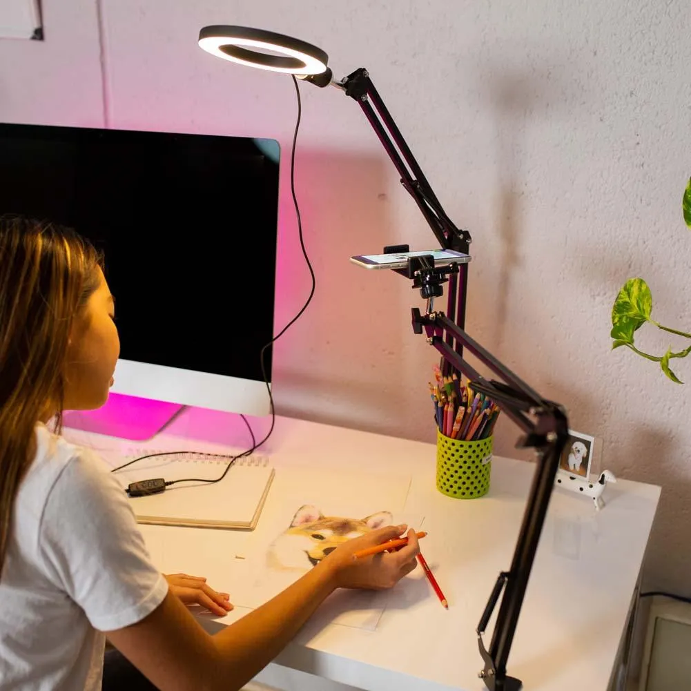 LED 6" Ring Light with Smartphone Holder Tabletop Lighting Kit - 'Inner Artist Plus II'
