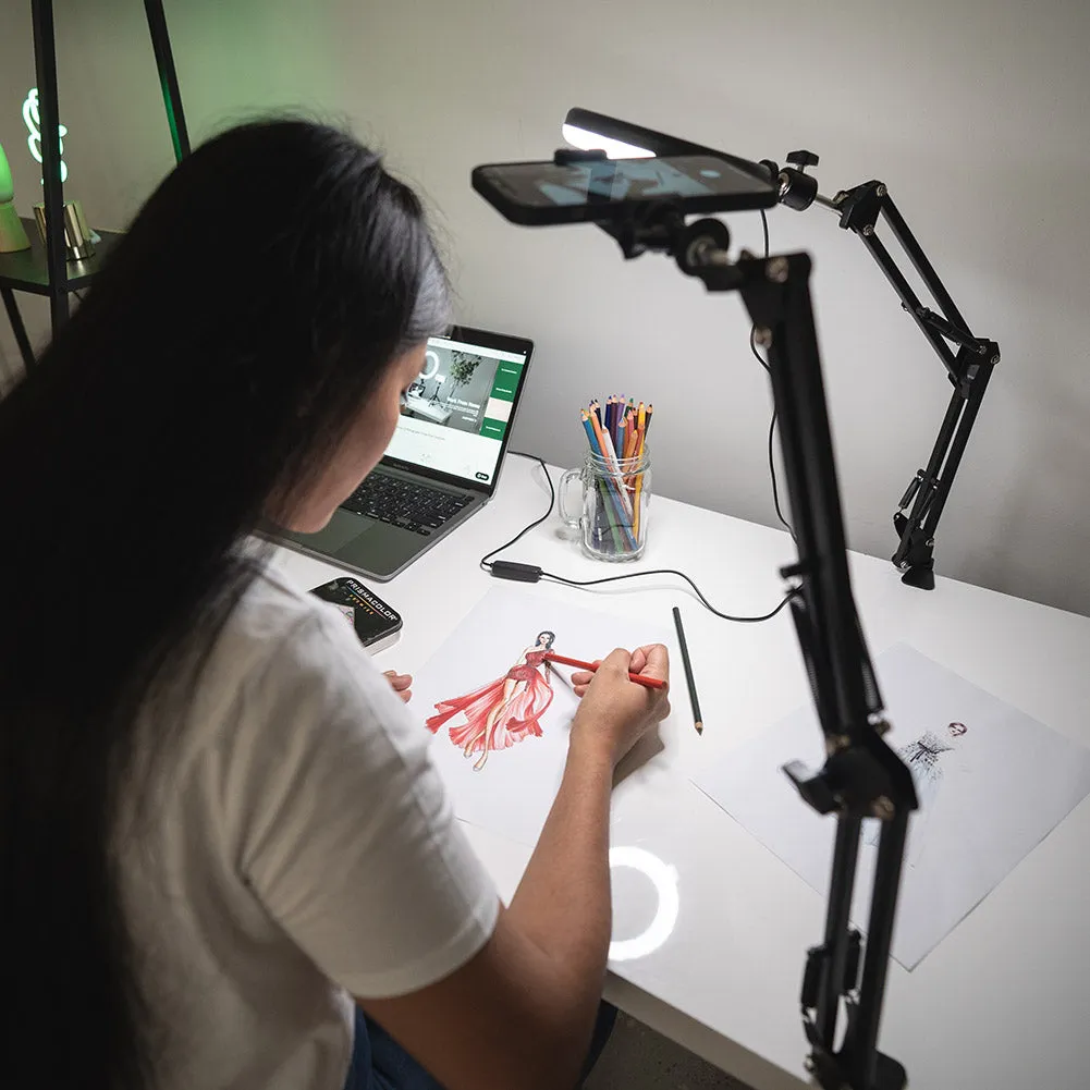 LED 6" Ring Light with Smartphone Holder Tabletop Lighting Kit - 'Inner Artist Plus II'