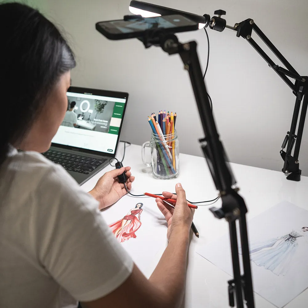 LED 6" Ring Light with Smartphone Holder Tabletop Lighting Kit - 'Inner Artist Plus II'