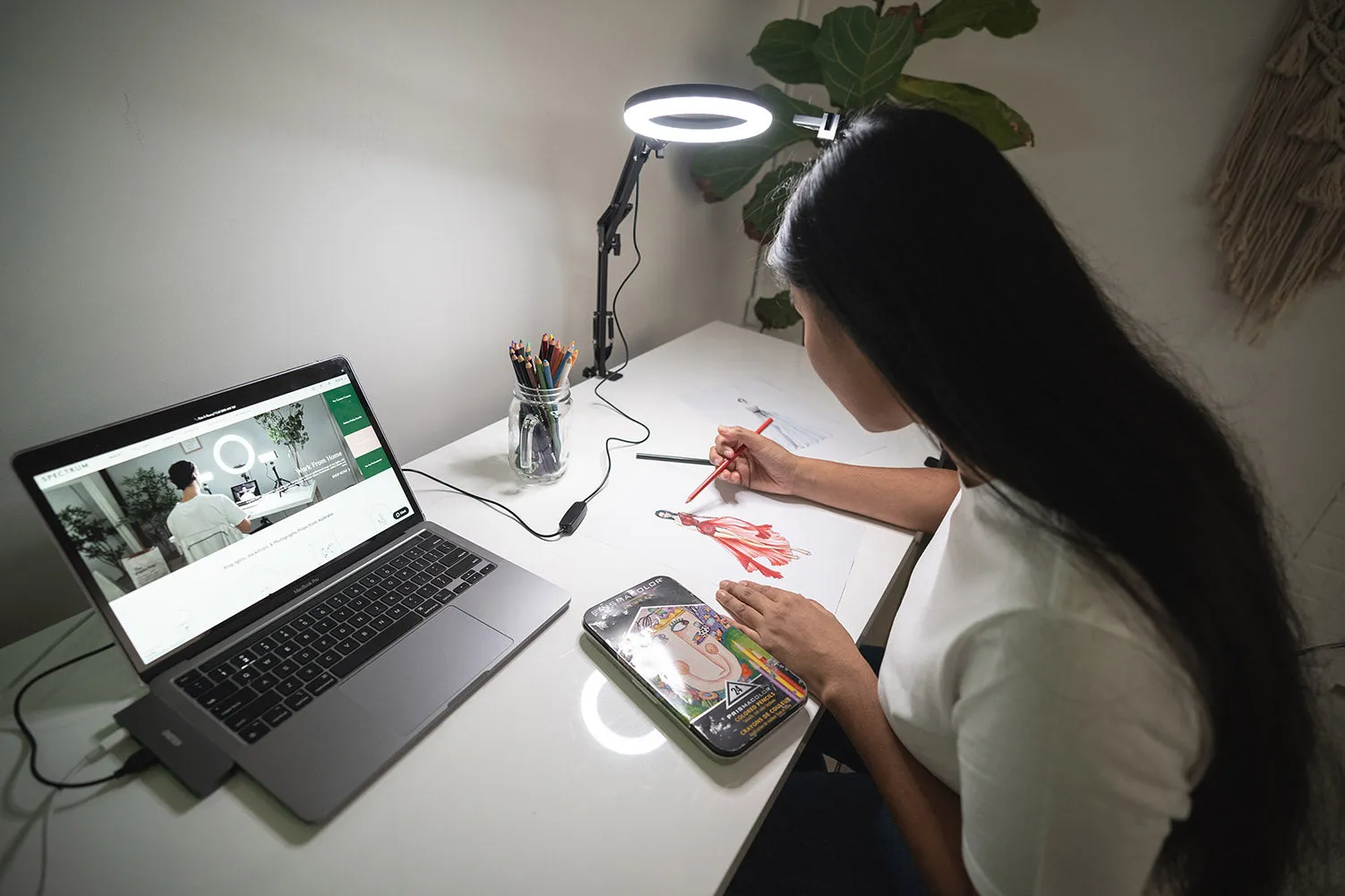 LED 6" Ring Light with Smartphone Holder Tabletop Lighting Kit - 'Inner Artist Plus II'