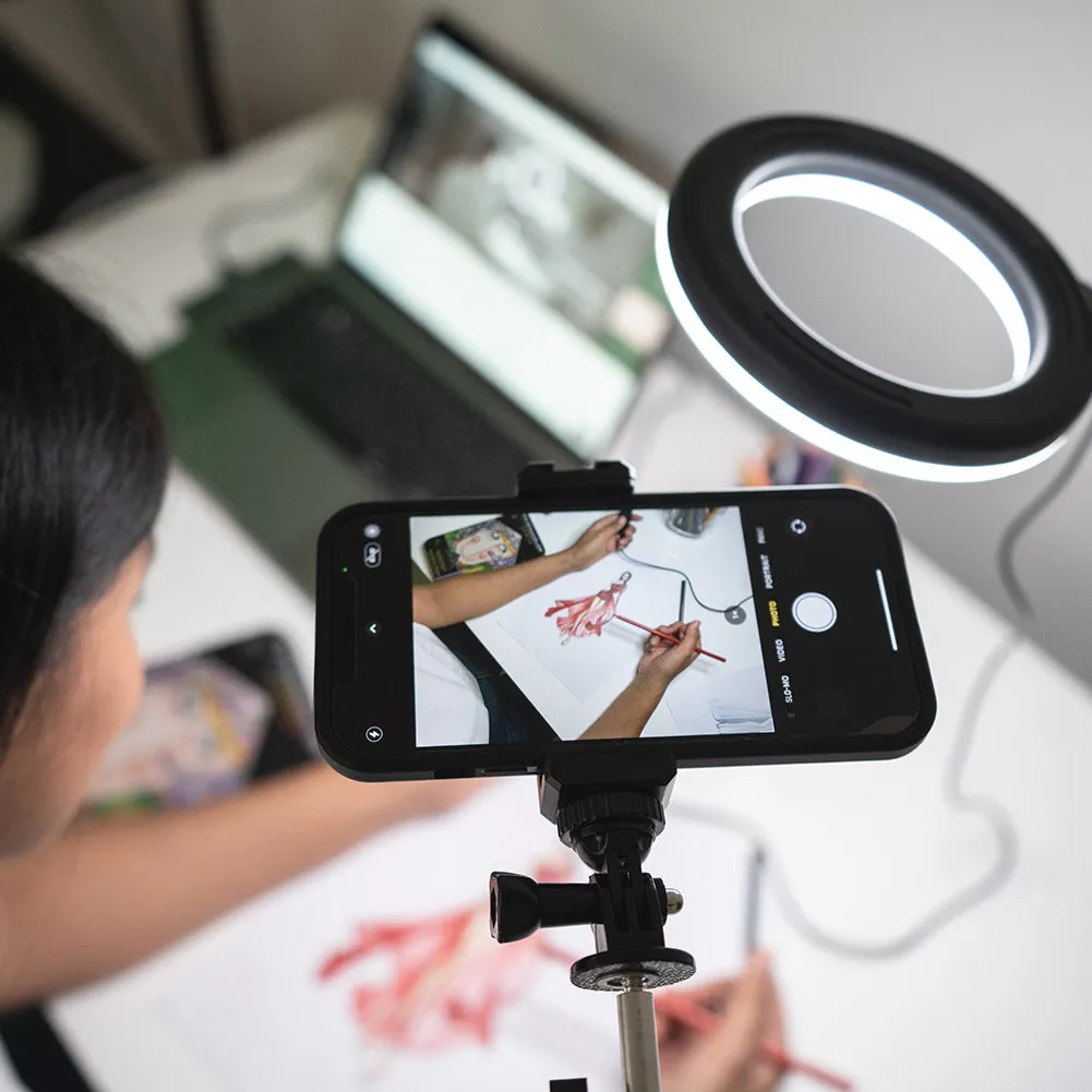 LED 6" Ring Light with Smartphone Holder Tabletop Lighting Kit - 'Inner Artist Plus II'