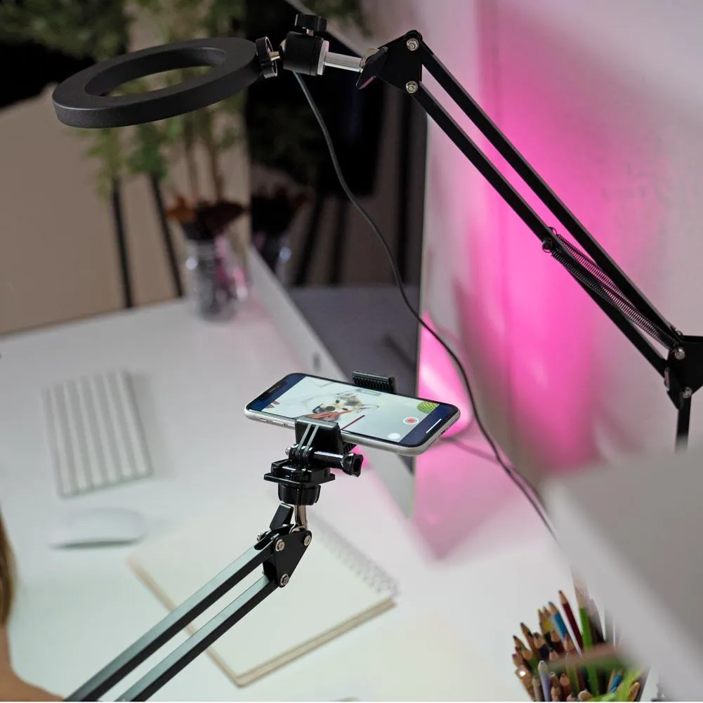 LED 6" Ring Light with Smartphone Holder Tabletop Lighting Kit - 'Inner Artist Plus II'