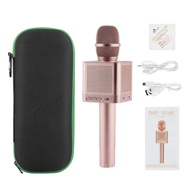LEORY Q10S Karaoke Wireless Microphones 2.1 Bluetooth Condenser Mic Voice Change 4 Speaker For Smartphone KTV Microphone