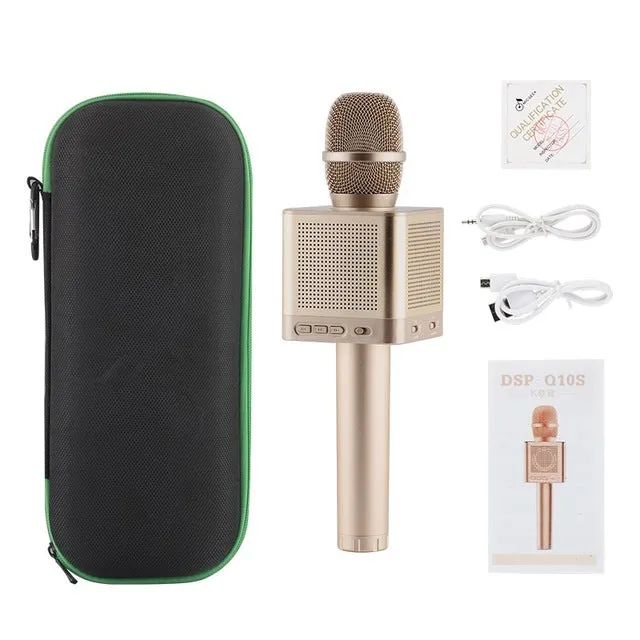 LEORY Q10S Karaoke Wireless Microphones 2.1 Bluetooth Condenser Mic Voice Change 4 Speaker For Smartphone KTV Microphone