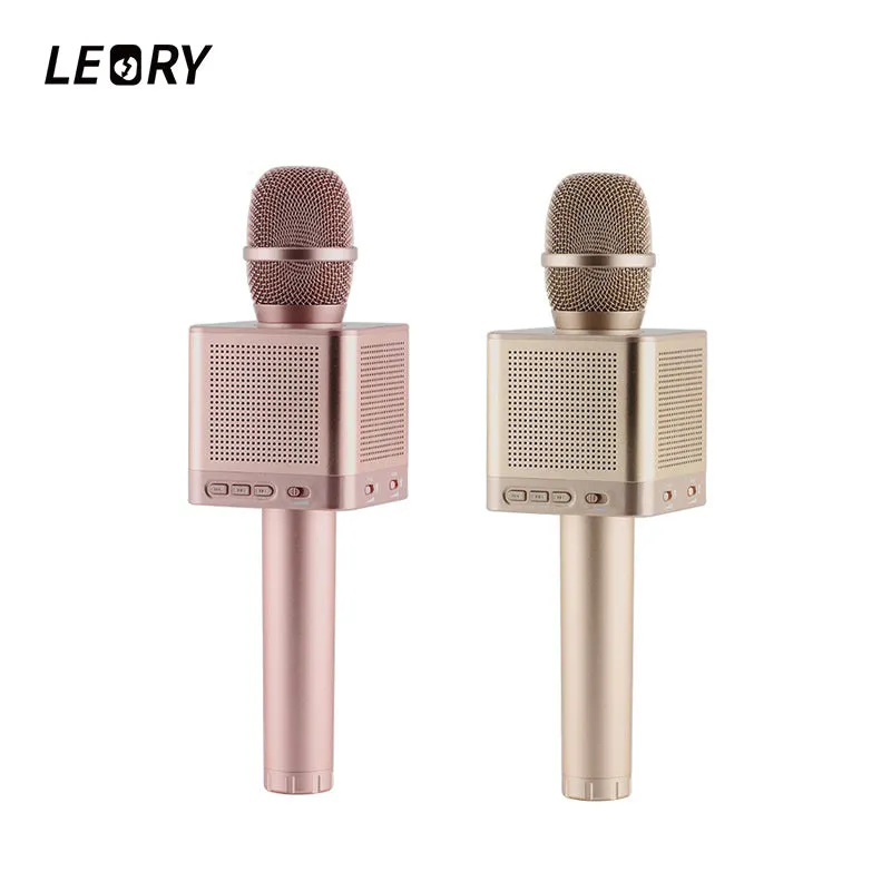 LEORY Q10S Karaoke Wireless Microphones 2.1 Bluetooth Condenser Mic Voice Change 4 Speaker For Smartphone KTV Microphone