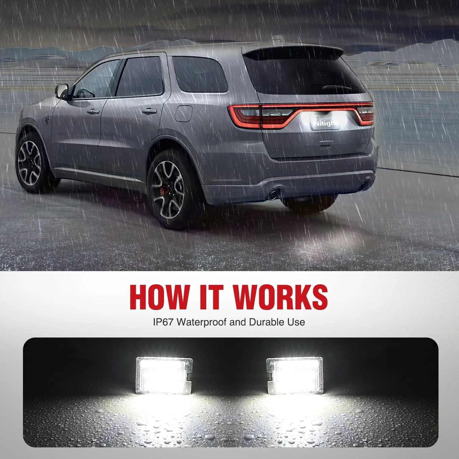 License Plate Lights Compatible with 2014 2015 2016 2017 2018 2019 2020 2021 2022 2023 Dodge Durango 6000K White Clear Lens 2PCS Pack