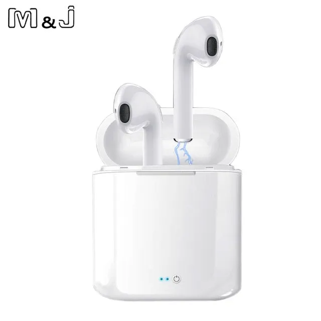 M&J i7s TWS Mini Wireless Bluetooth Earphone Stereo Headphone With Charging Box Mic For All Iphone Android Xiaomi Huawei 2 pcs