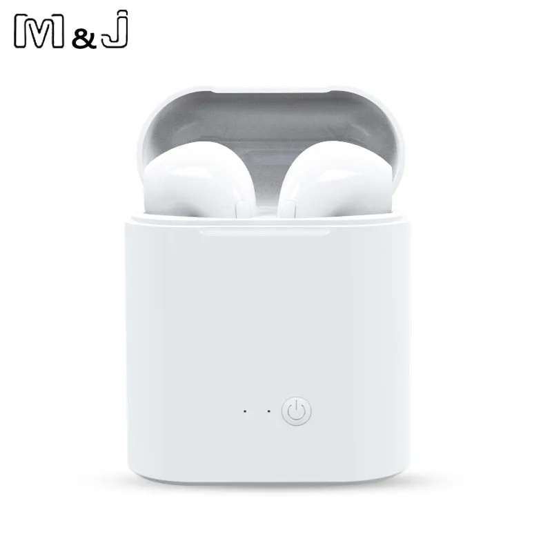 M&J i7s TWS Mini Wireless Bluetooth Earphone Stereo Headphone With Charging Box Mic For All Iphone Android Xiaomi Huawei 2 pcs