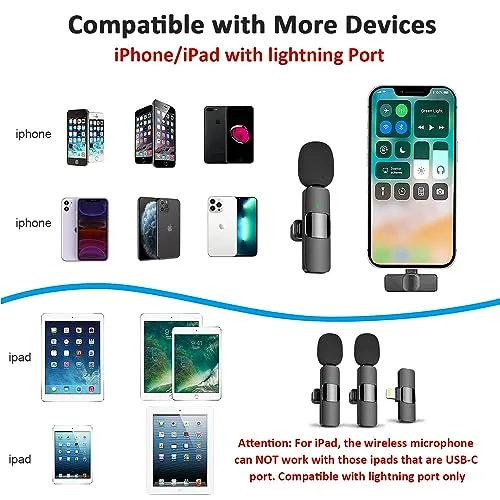 MAYBESTA Professional Wireless Lavalier Lapel Microphone for iPhone, iPad - Cordless Omnidirectional Condenser Recording Mic for Interview Video Podcast Vlog YouTube