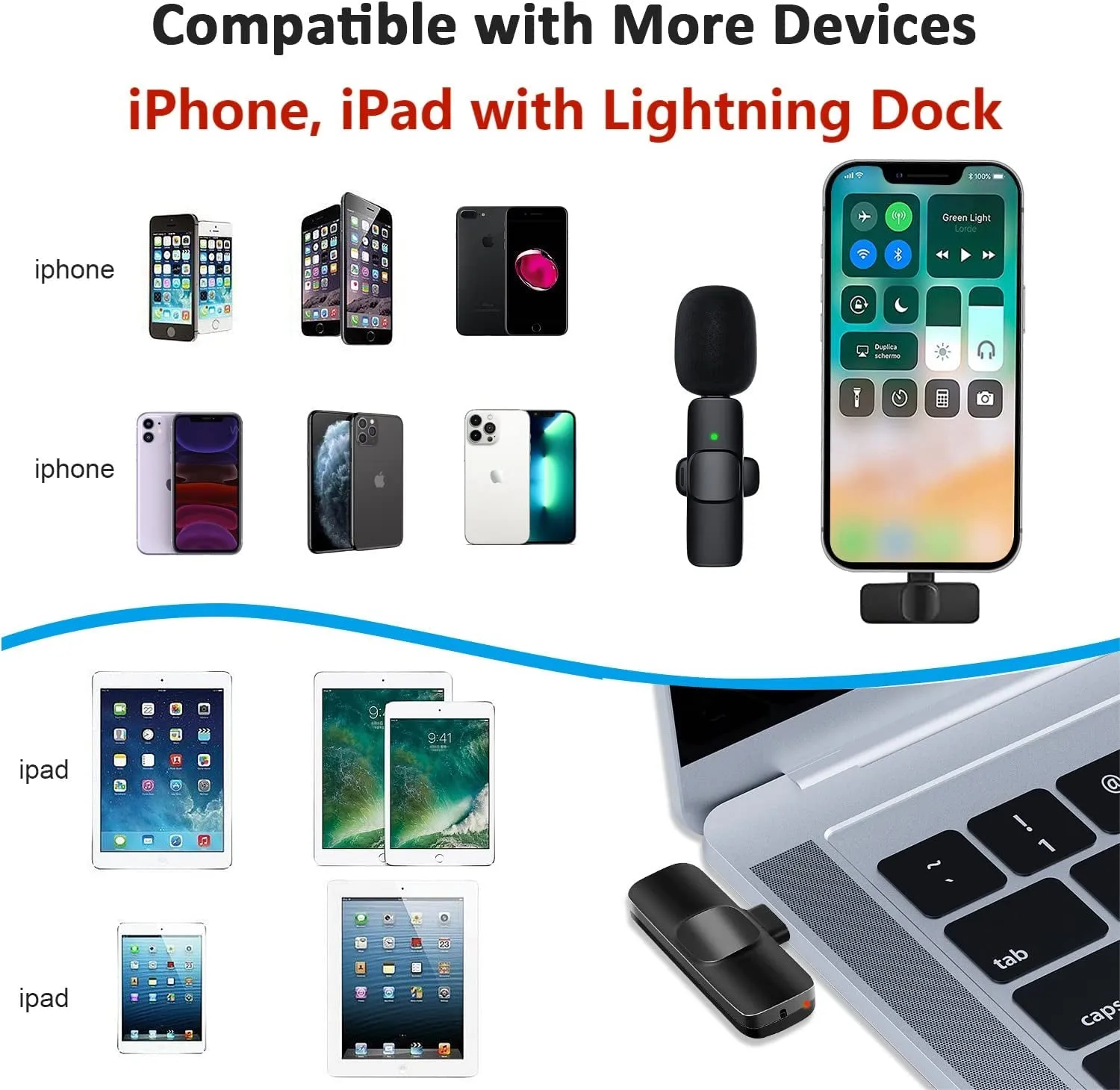 MAYBESTA Professional Wireless Lavalier Lapel Microphone for Iphone, Ipad - Cordless Omnidirectional Condenser Recording Mic for Interview Video Podcast Vlog Youtube