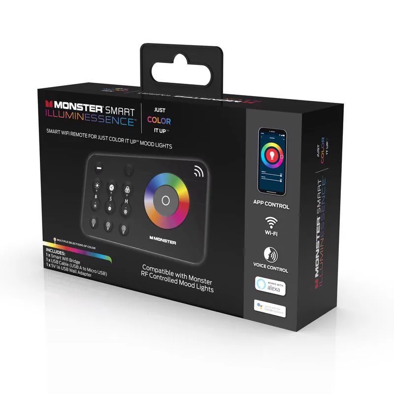 Monster Just Color It Up Wireless Smart-Enabled Mood Light Bridge Black 1 pk