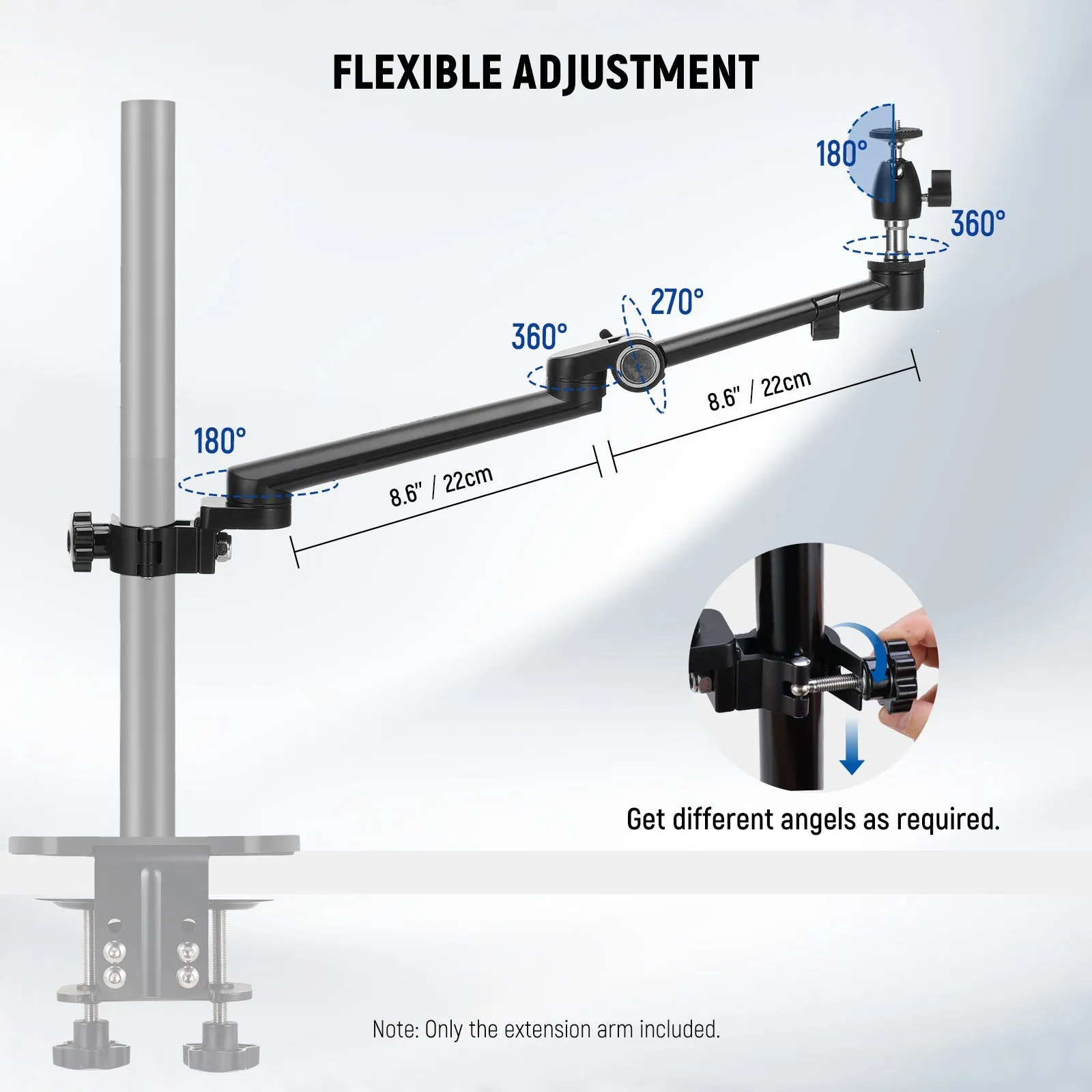 NEEWER DS015 Camera Desk Mount Auxiliary Holding Extension Arm