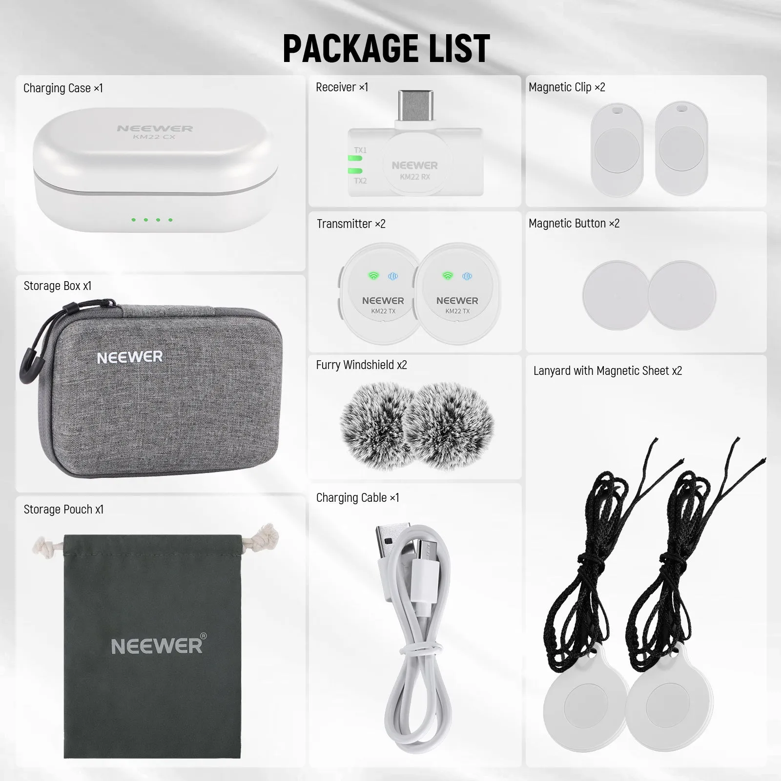 NEEWER KM22 Wireless Button Lavalier Microphone for USB C
