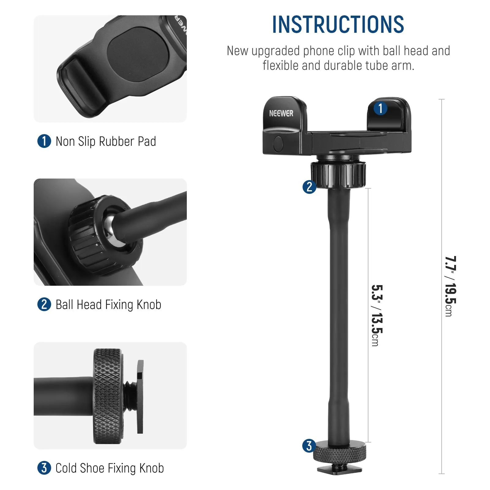 NEEWER SP-09 2.56"-3.74" 360° Flexible Phone Holder