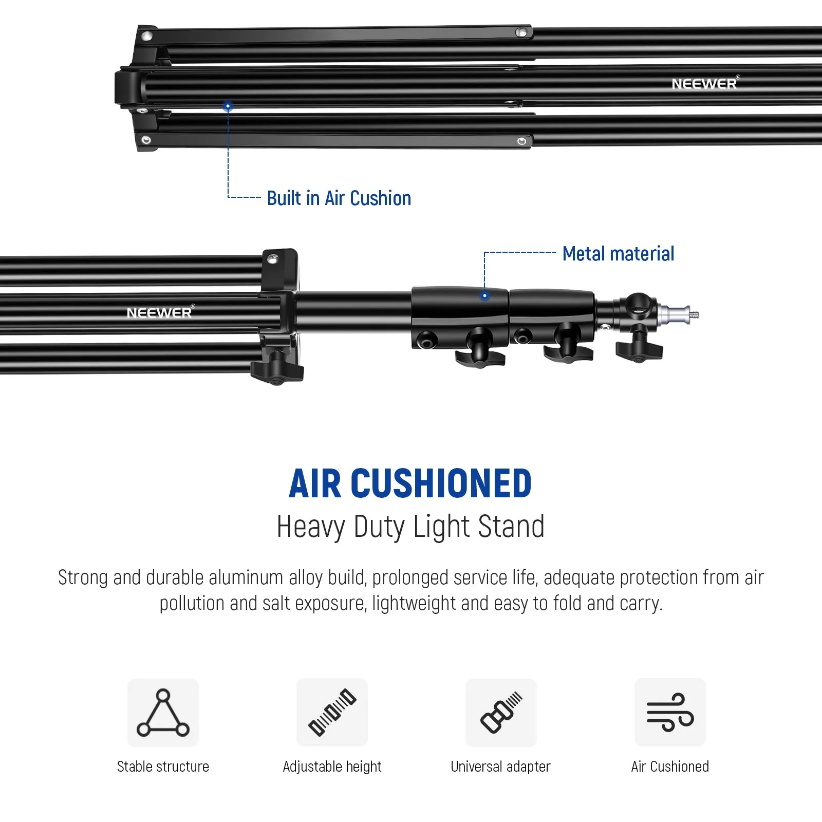NEEWER ST-260AC 8.5ft/2.6m Air Cushioned Light Stand