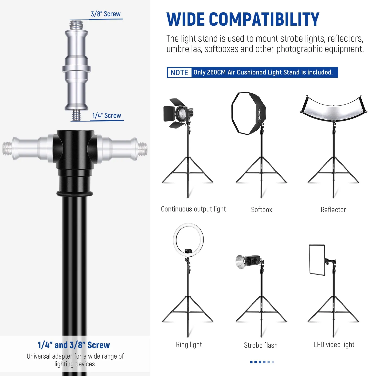 NEEWER ST-260AC 8.5ft/2.6m Air Cushioned Light Stand
