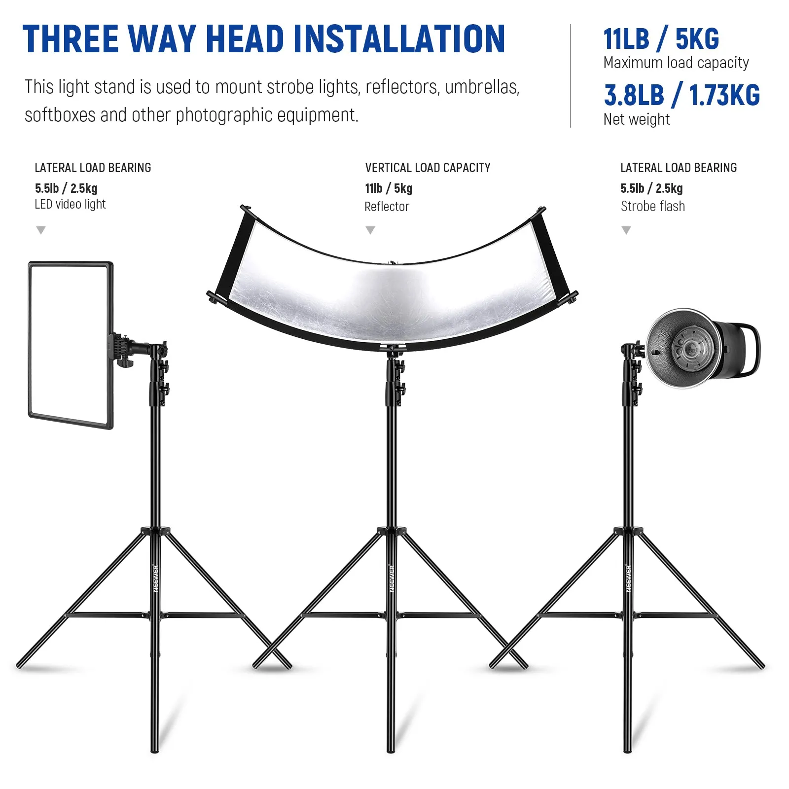 NEEWER ST-260AC 8.5ft/2.6m Air Cushioned Light Stand