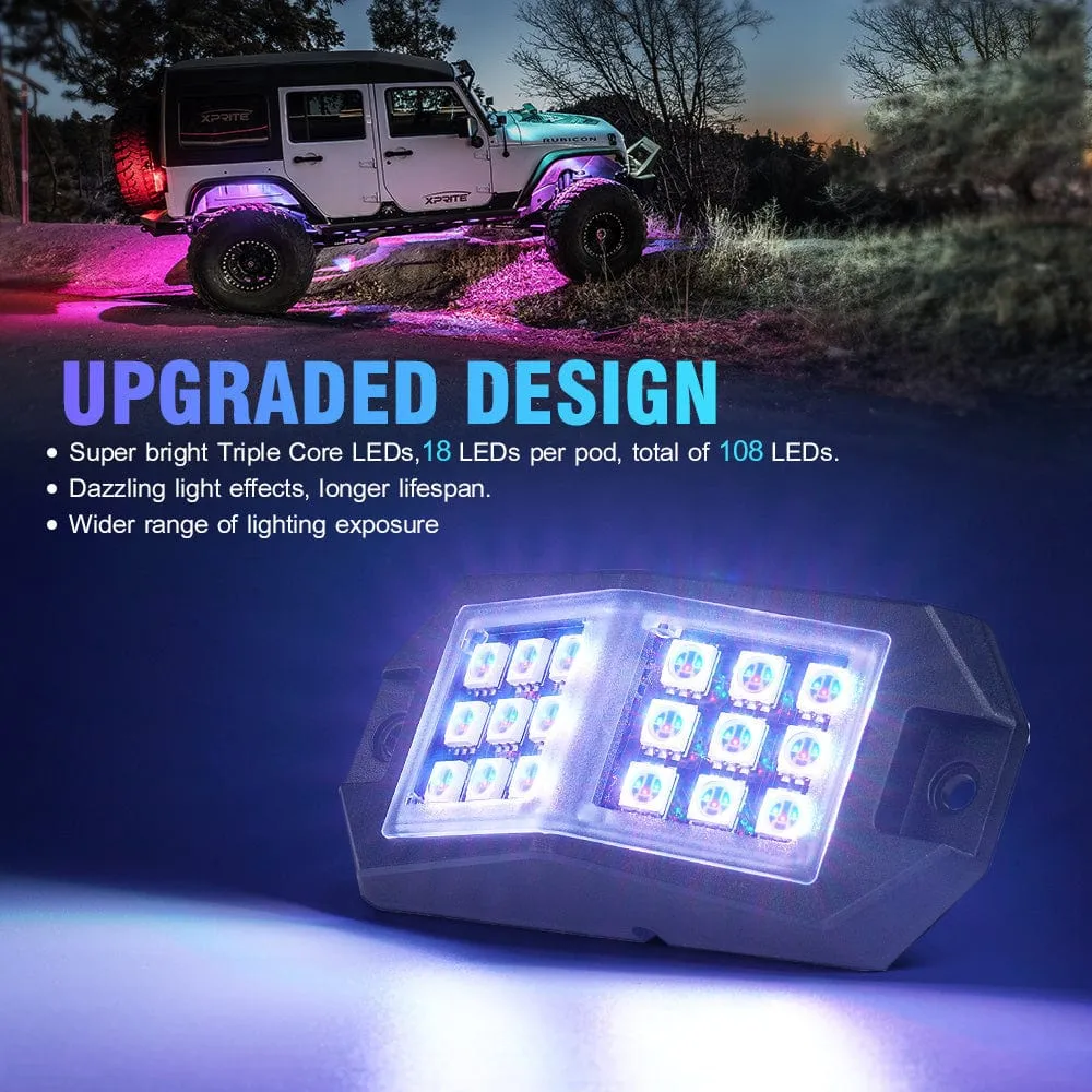 Offroad Multi-Color RGB-W LED Rock Lights with Remote Control & Bluetooth