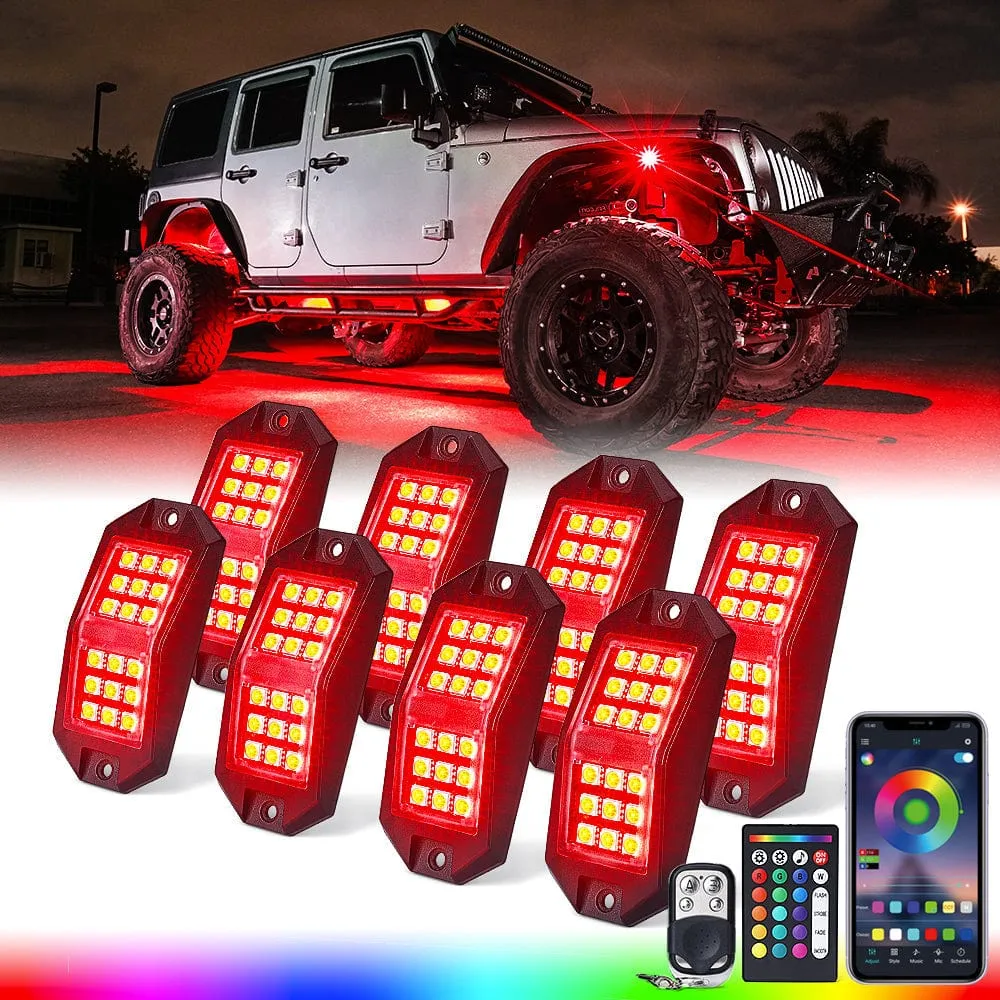 Offroad Multi-Color RGB-W LED Rock Lights with Remote Control & Bluetooth
