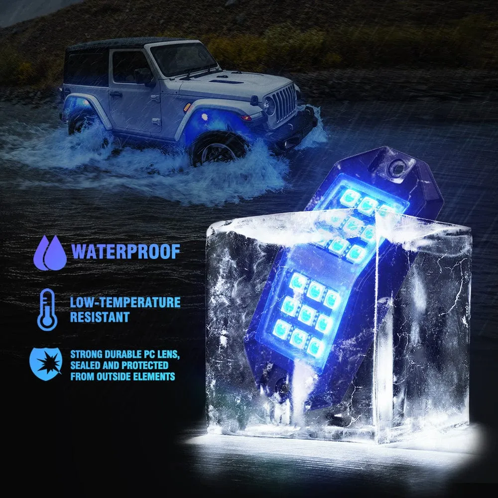 Offroad Multi-Color RGB-W LED Rock Lights with Remote Control & Bluetooth