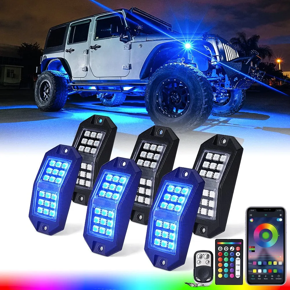 Offroad Multi-Color RGB-W LED Rock Lights with Remote Control & Bluetooth