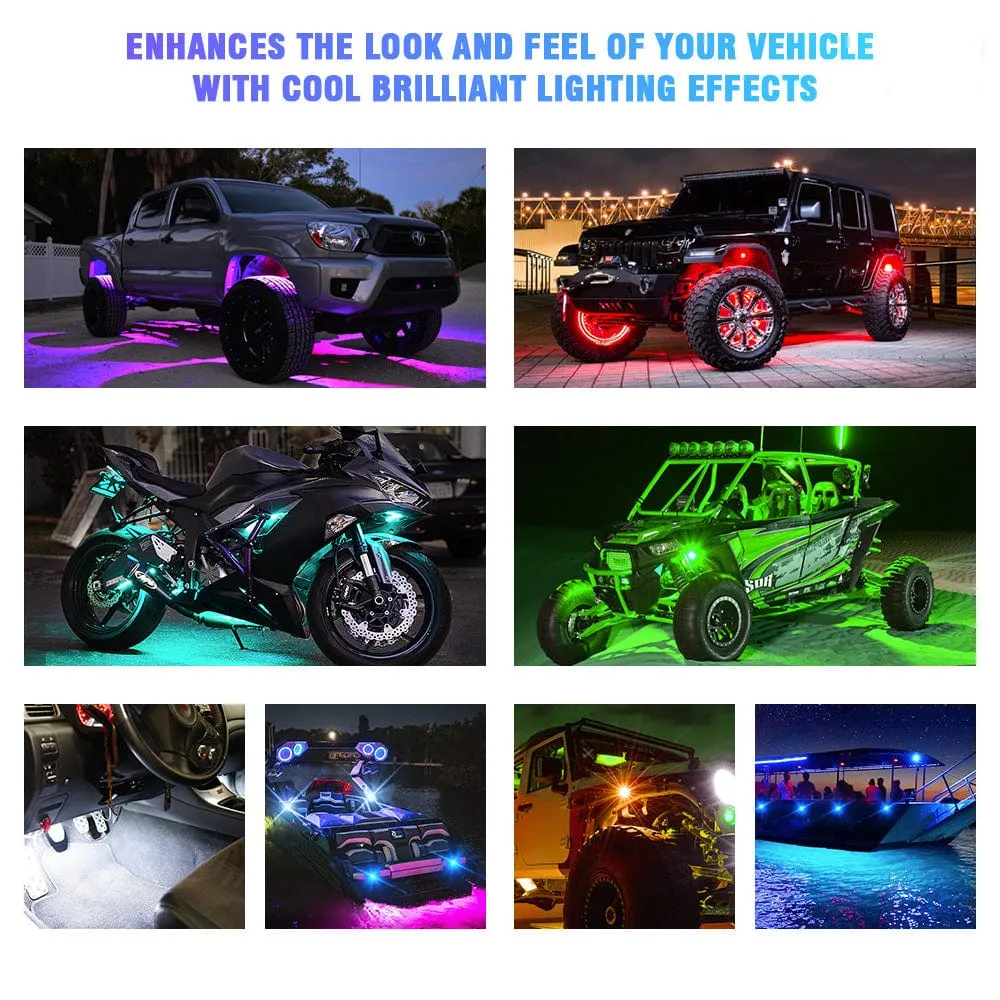 Offroad Multi-Color RGB-W LED Rock Lights with Remote Control & Bluetooth