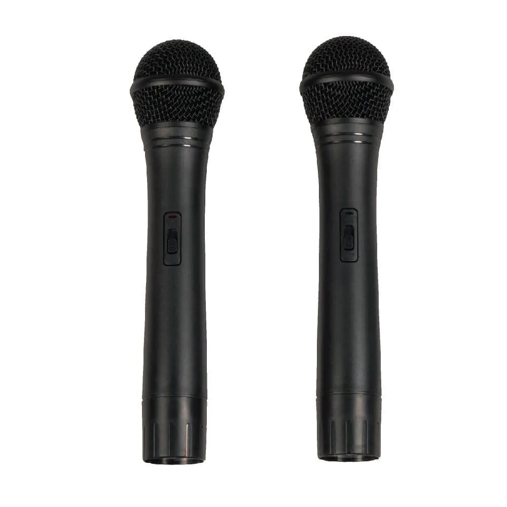 Pair of Powered 12 Inch PA Speakers - Rechargeable with 2 Mics, Remote and Bluetooth