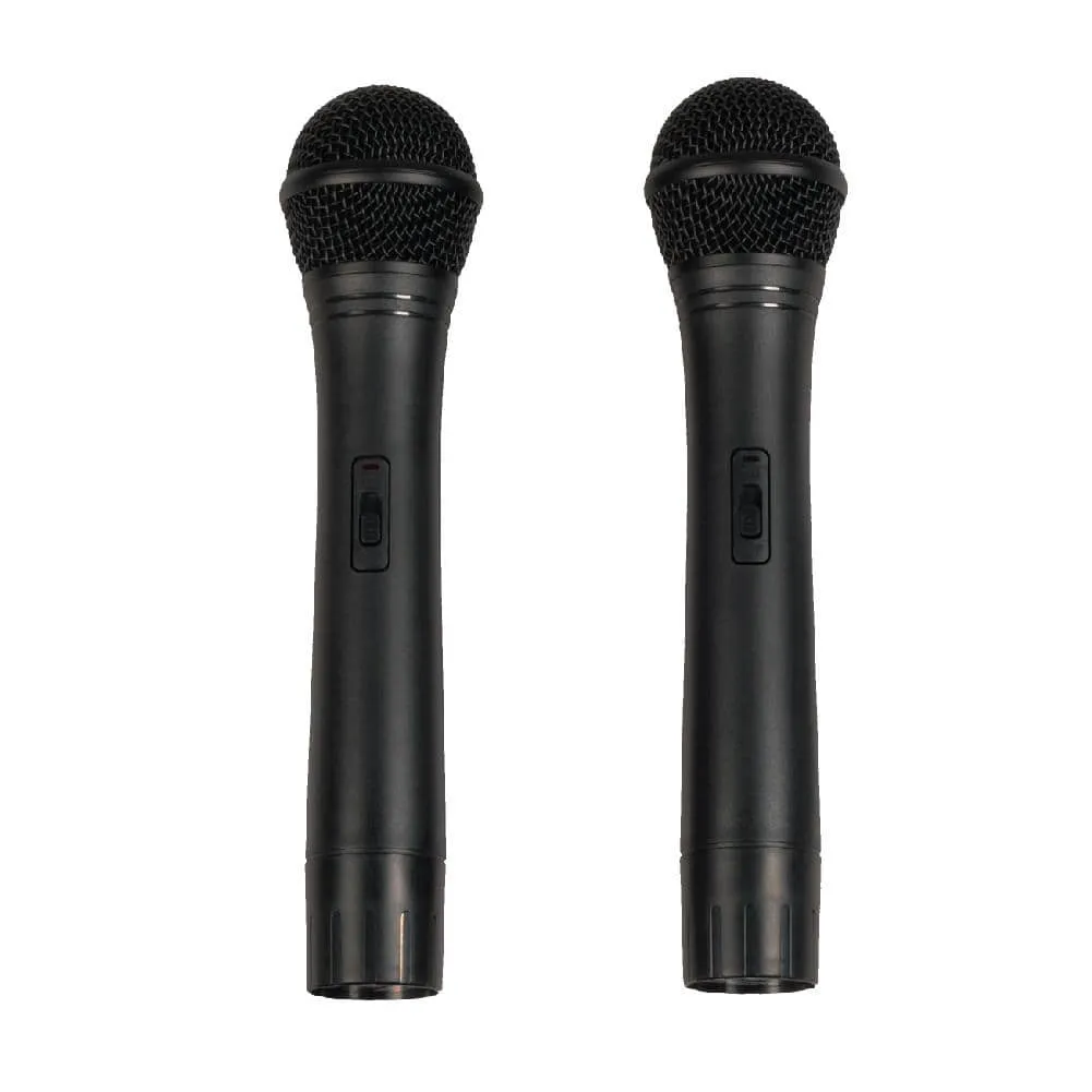Pair of Powered 15 Inch PA Speaker - Rechargeable with 2 Mics, Remote and Bluetooth