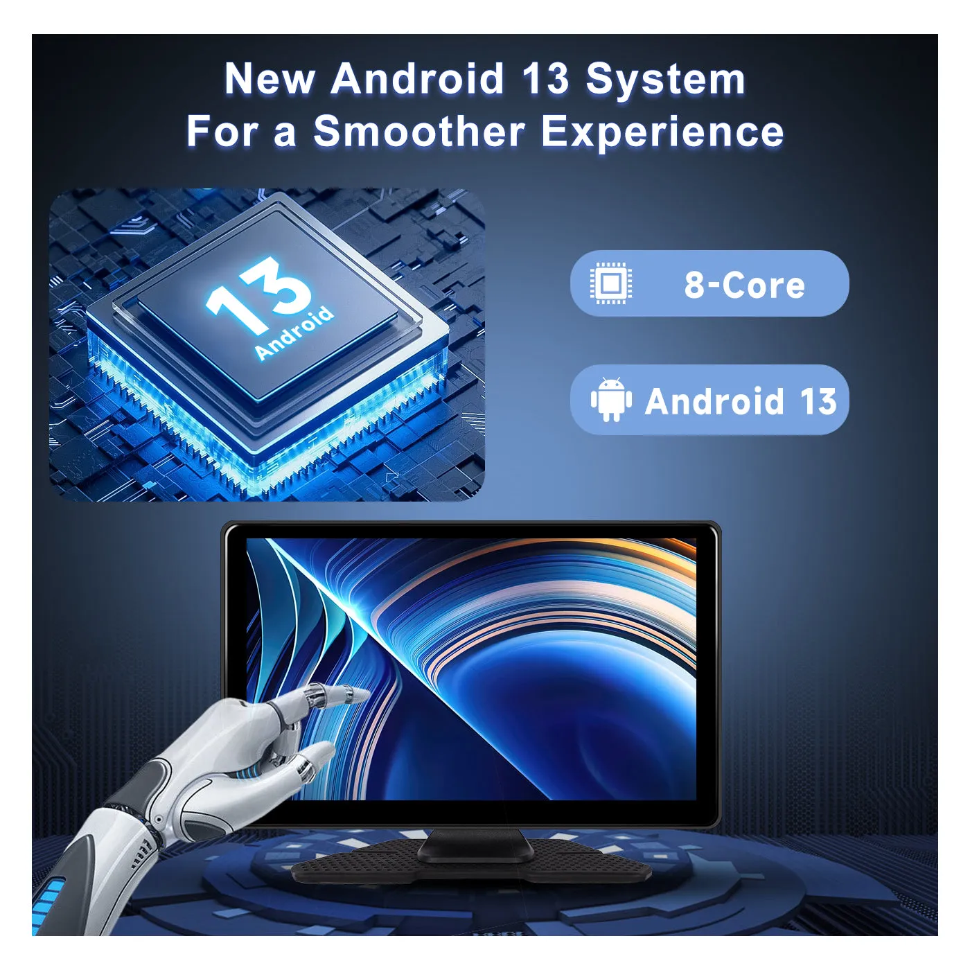 PODOFO 9 Inches 4G 64G Android 13.0 Portable Wireless Carplay Screen Car Stereo, High-definition DVR with Front Camera, Android Auto Touchscreen, GPS Navigation, WiFi,Bluetooth, Supports Android Cast Apple Airplay
