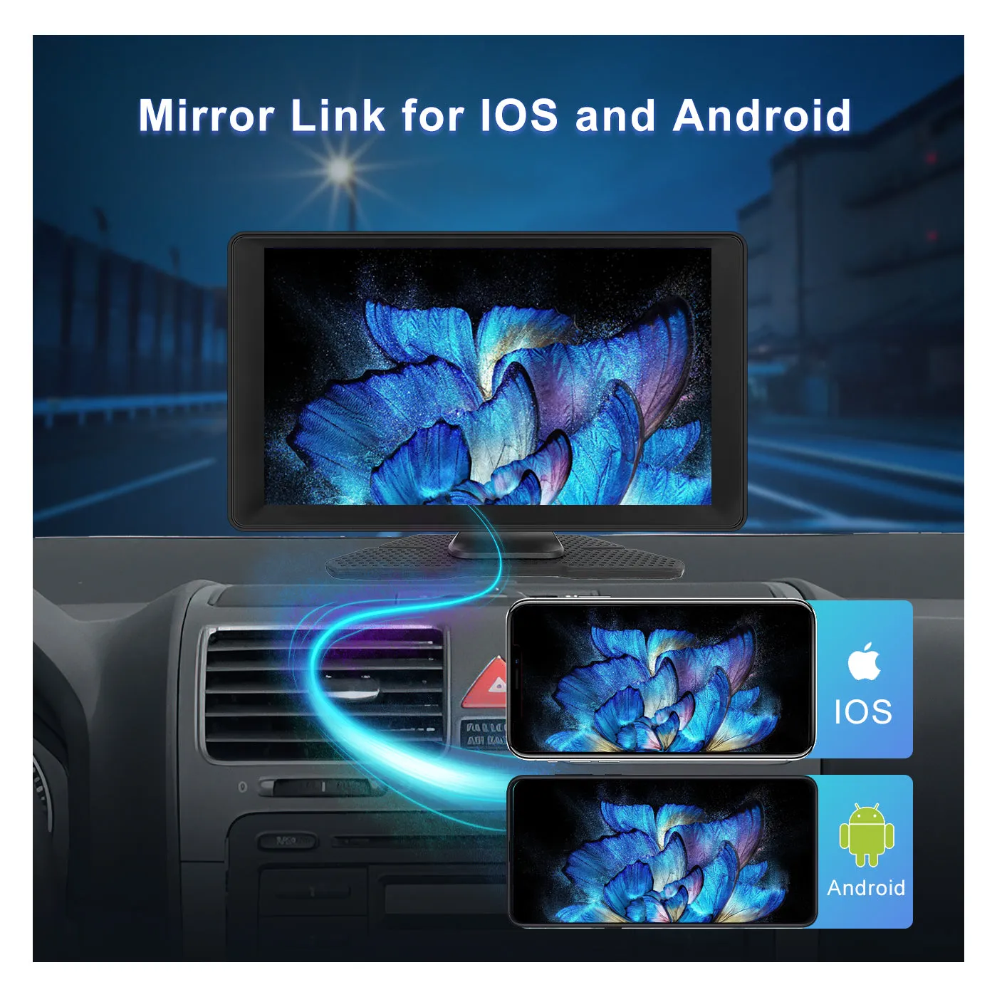 PODOFO 9 Inches 4G 64G Android 13.0 Portable Wireless Carplay Screen Car Stereo, High-definition DVR with Front Camera, Android Auto Touchscreen, GPS Navigation, WiFi,Bluetooth, Supports Android Cast Apple Airplay