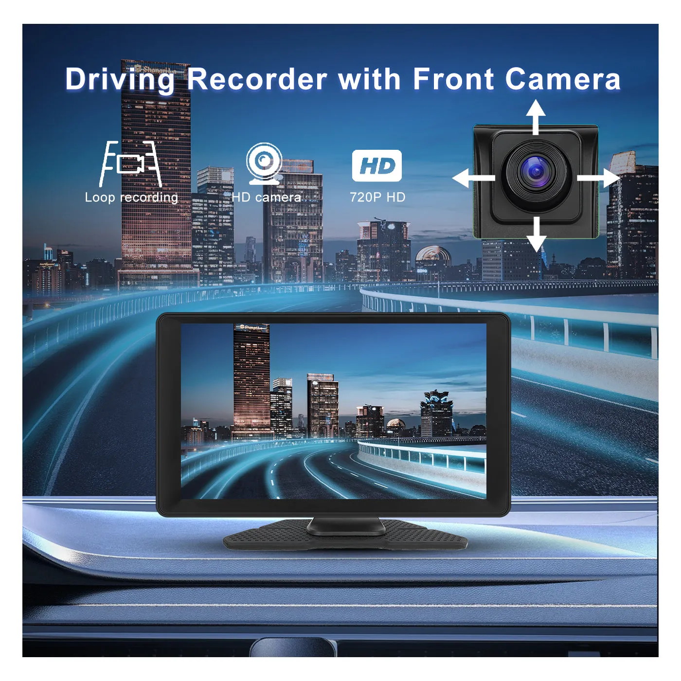 PODOFO 9 Inches 4G 64G Android 13.0 Portable Wireless Carplay Screen Car Stereo, High-definition DVR with Front Camera, Android Auto Touchscreen, GPS Navigation, WiFi,Bluetooth, Supports Android Cast Apple Airplay