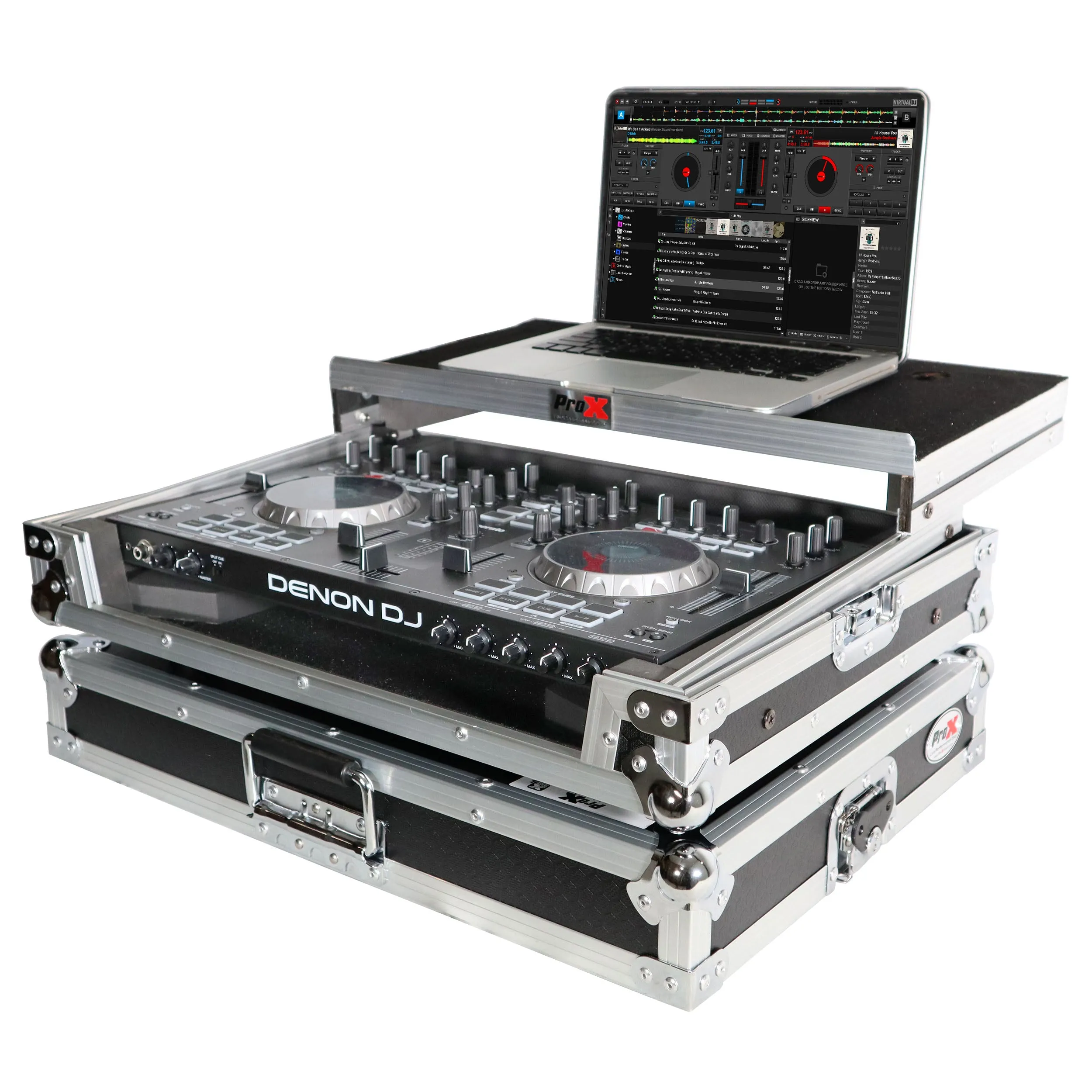 ProX X-DNMC4000LT Flight Case for Denon MC4000 Digital Controller W-Laptop Shelf