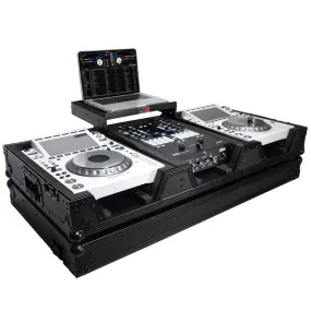 ProX XS-CDM3000WLTBL DJ Coffin Case for Pioneer  2X CDJ-3000 CD and  DJM-900NXS2 Mixer W/Wheels & Laptop Shelf (Black on Black)