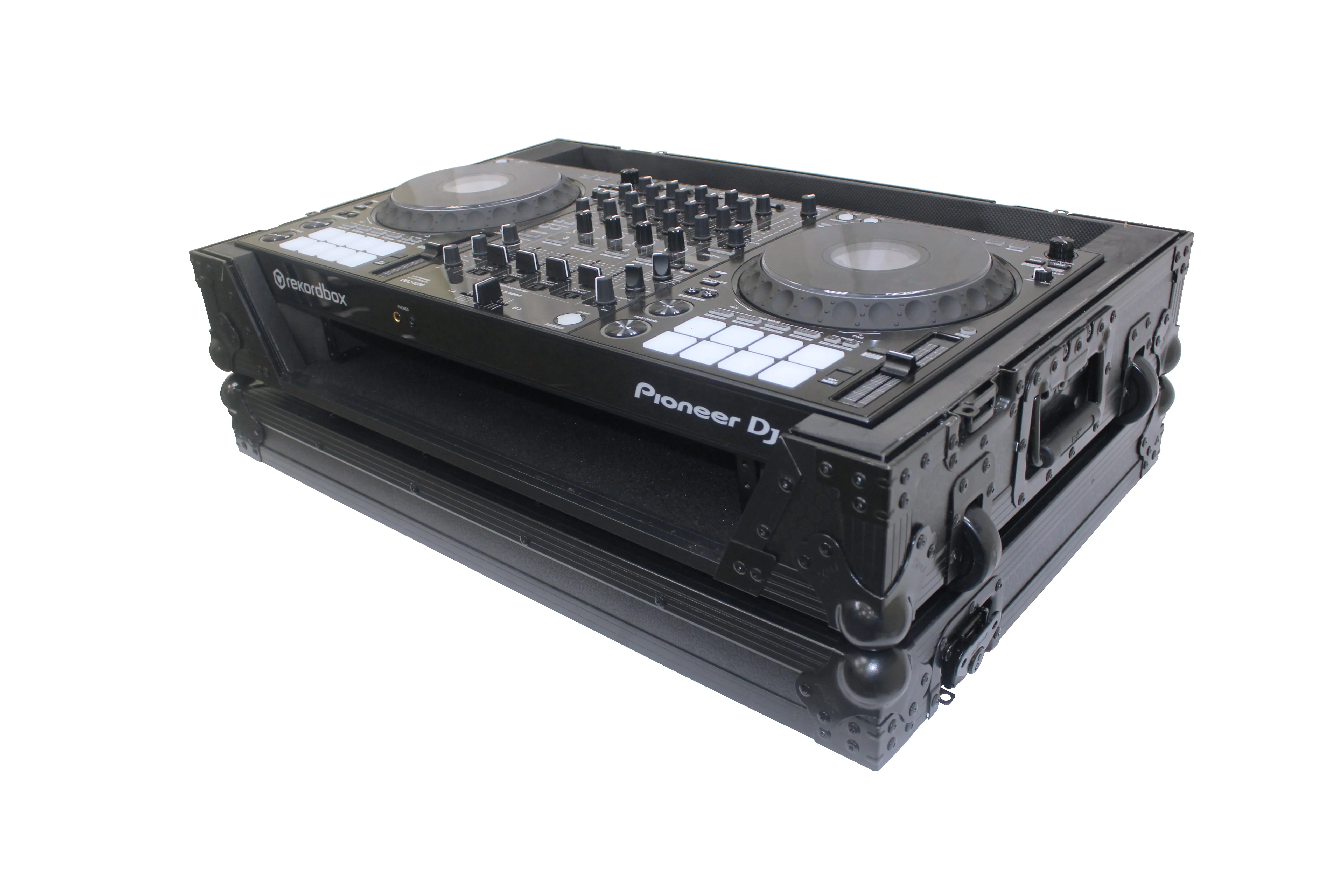 ProX XS-DDJ1000WBL ATA Flight Case for Pioneer DDJ-1000 FLX6 SX3 DJ Controller with 1U Rack Space and Wheels - Black