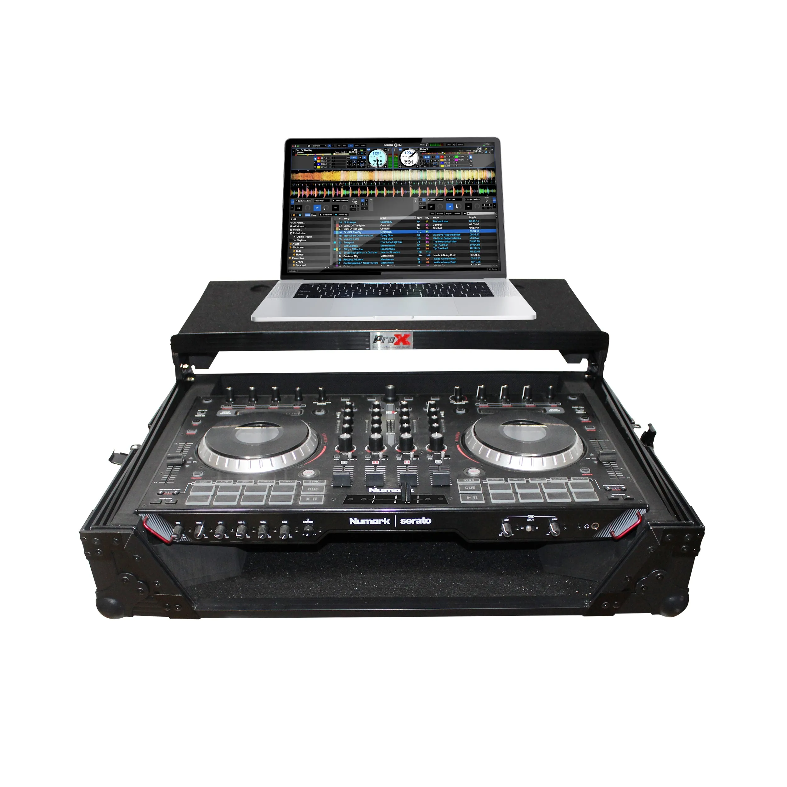 ProX XS-NS6IILTBL Digital Controller Flight Case W/Sliding Laptop Shelf for Numark NS6II (Black on Black)