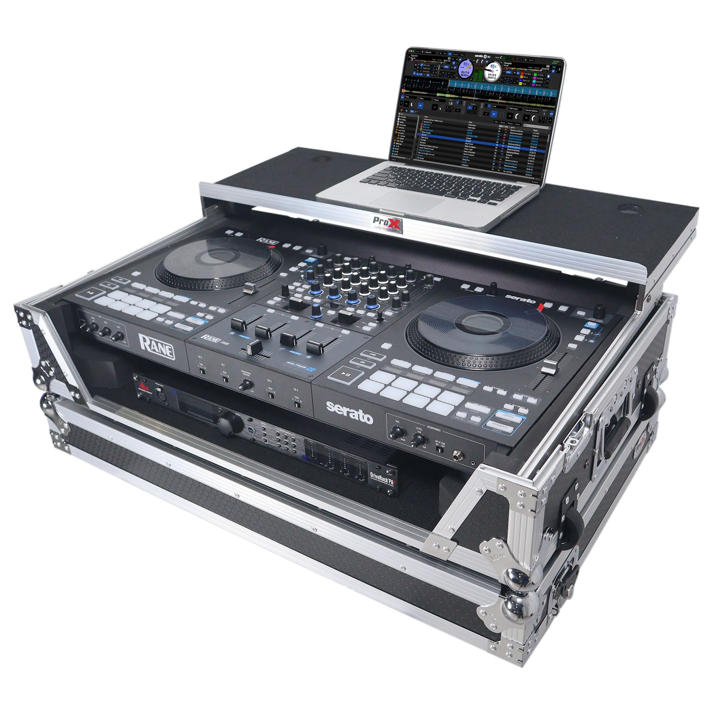 ProX XS-RANEFOUR WLT ATA Road Case For RANE® Four DJ Controller with Laptop Shelf 1U Rack Space and Wheels