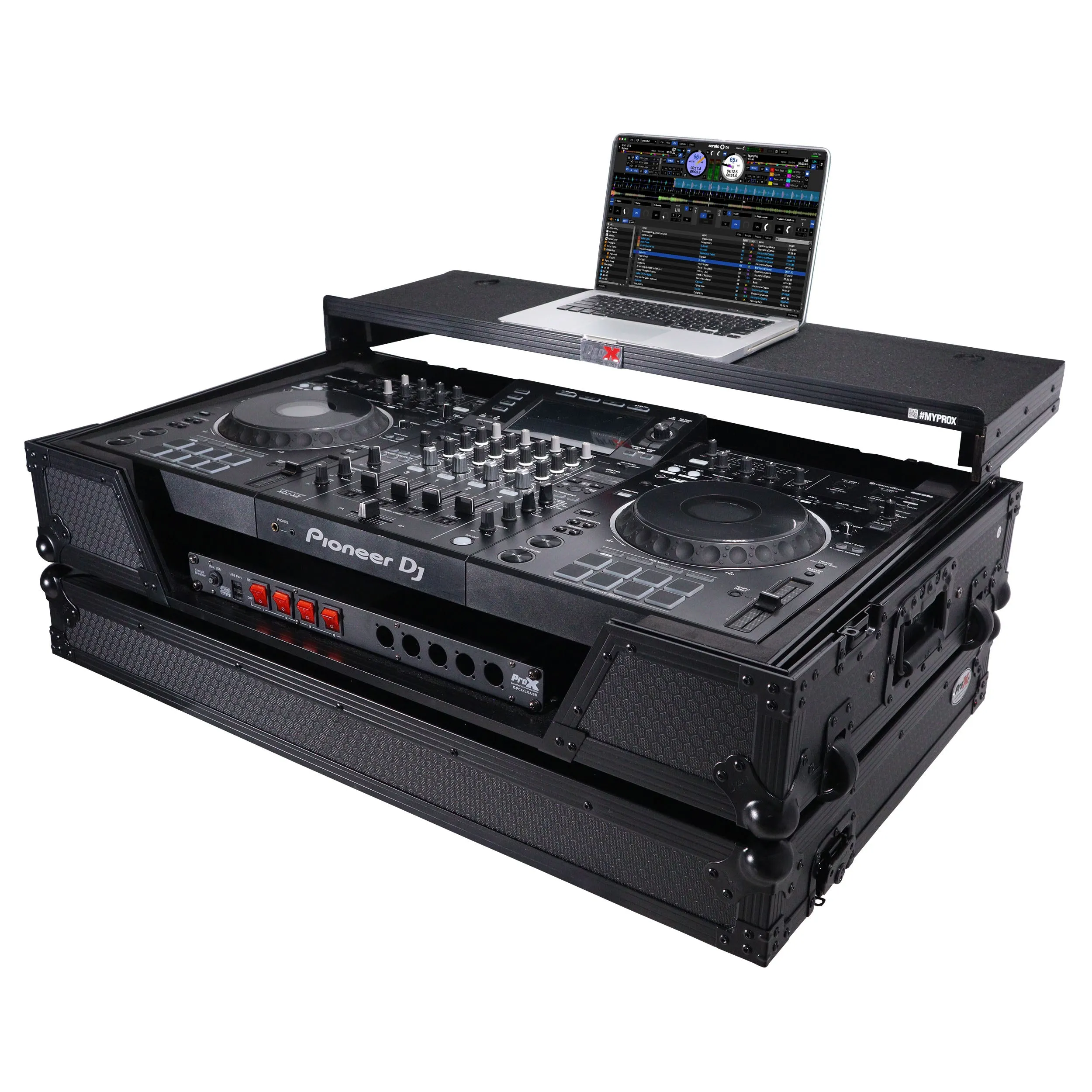 ProX XS-XDJXZSZ WLT BL Flight Case For XDJ-XZ DDJ-SZ2 DJ Controller with Laptop Shelf 1U Rack Space and Wheels - Black