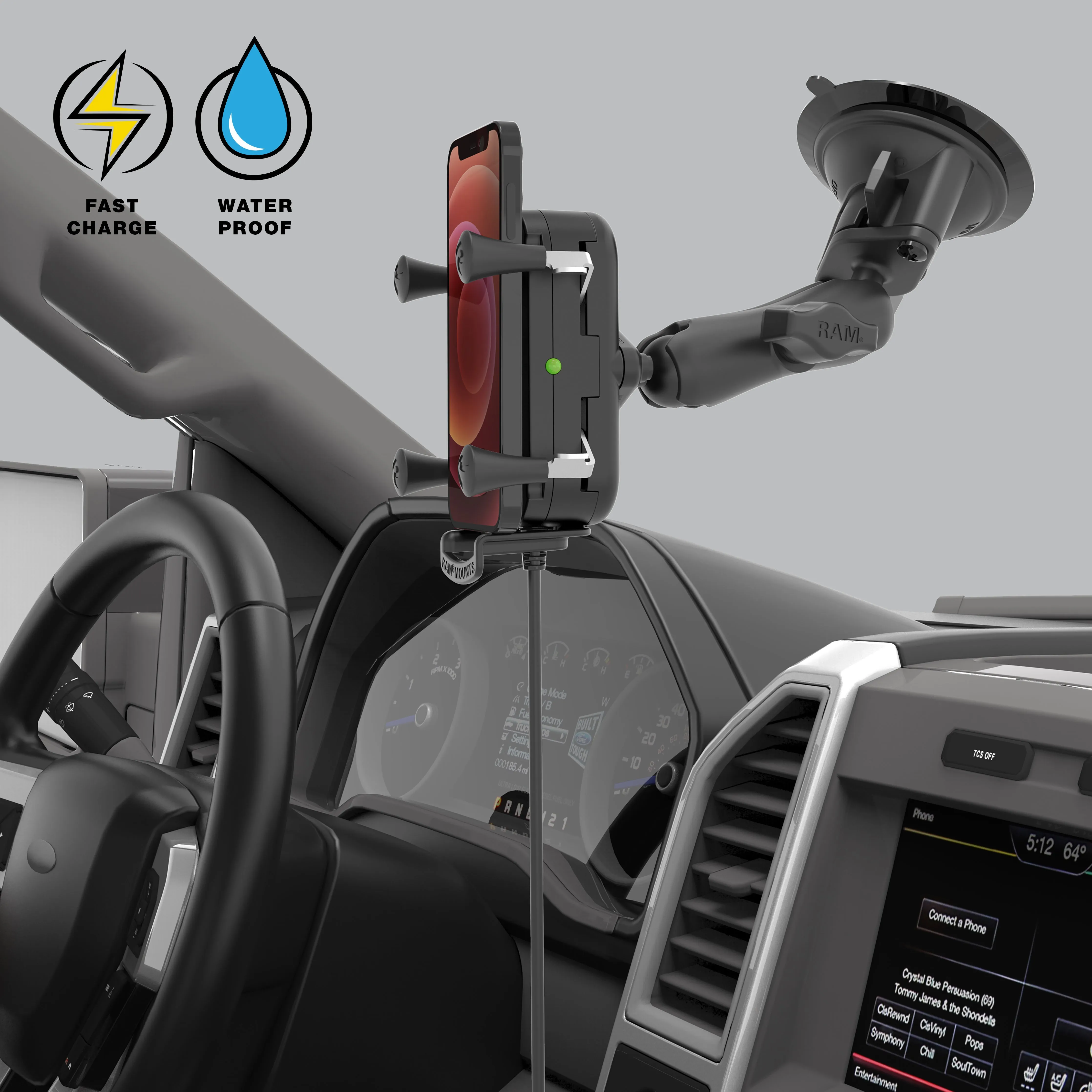 RAM® Tough-Charge™ 15W Wireless Charging Suction Cup Mount